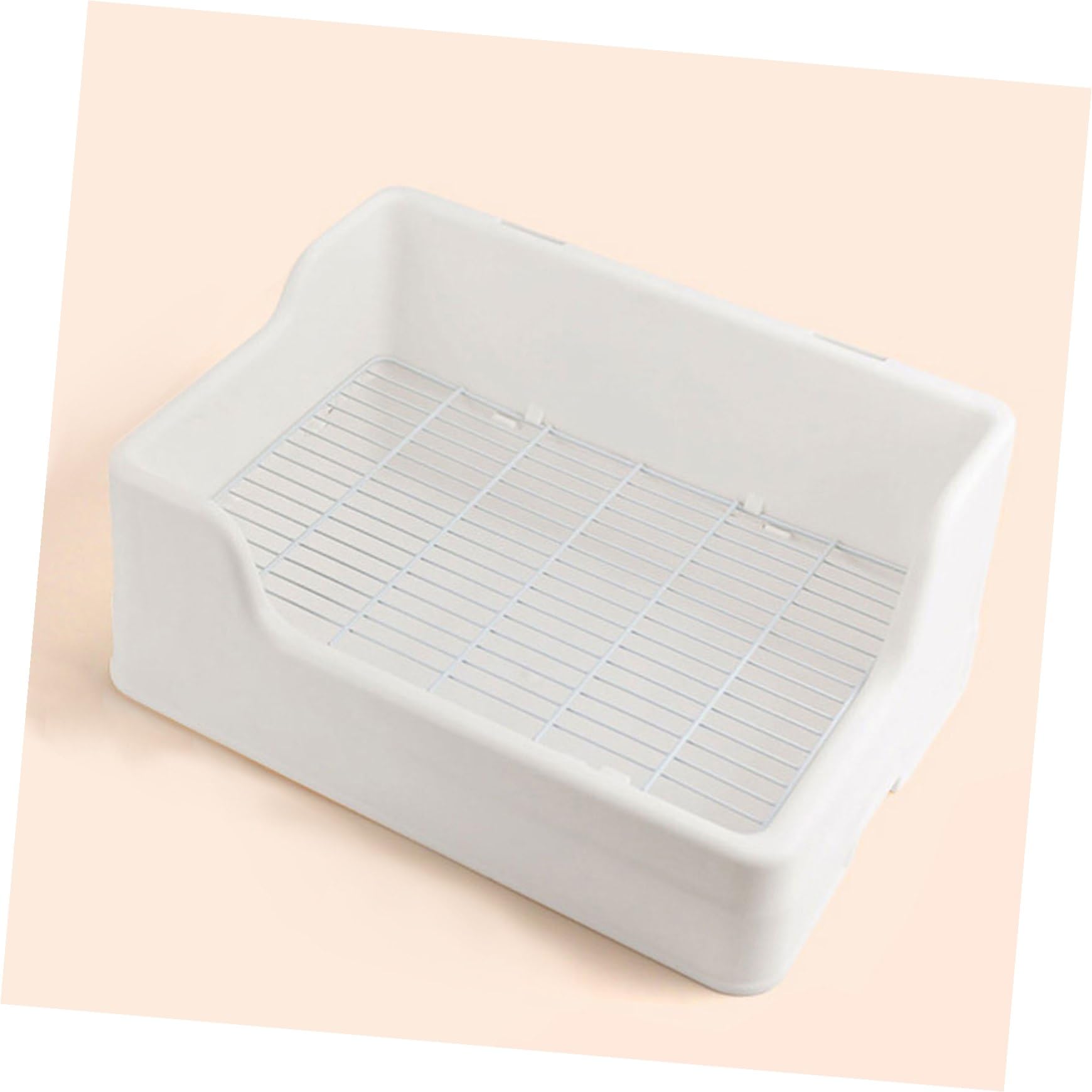 Lettiera per Conigli in Plastica Bianco Parti Separate, Facile da Pulire, Vasino Trainer per Animali Domestici in Gabbia Antiribaltamento