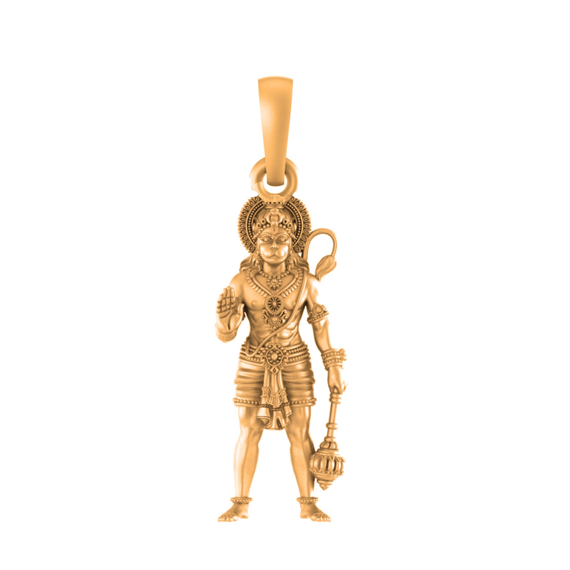 Akshat Sapphire 925 Sterling Silver Golden God Hanuman (Big Size) Pendant Lord Bajrang Bali Locket for Men and Women - PB7348_Gold