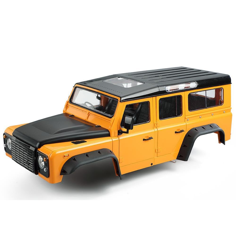 Photo 1 of 1/10 RC Car Hard Body Shell Kit-313mm Wheelbase D110 Land Rover Defender Body for Axial SCX10 90046 TRX4 CC01 Capra RC Crawler Car (313mm Orange)