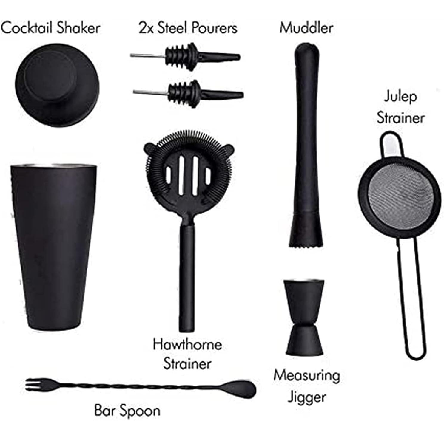 Juego de Cocktail Shaker Juego De Coctelera De 8 Piezas, Herramientas De Barra, Juego De Coctelera De Acero Inoxidable, Kit De Camarero Coctelera Profesional Herramientas