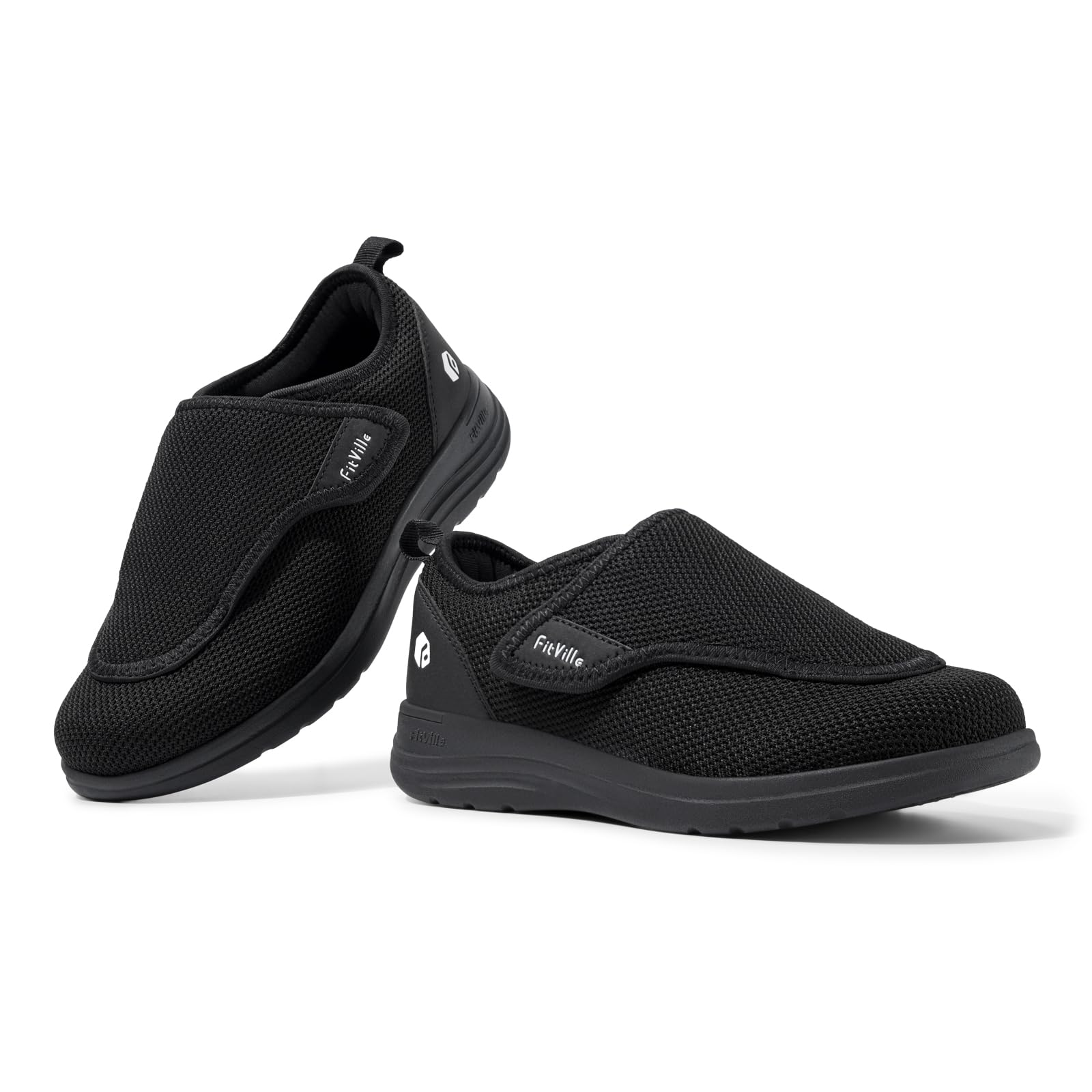 FitVille Scarpe Donna Extra Larghe Comode Pantofole per Piedi Sensibili a Strappo Regolabile