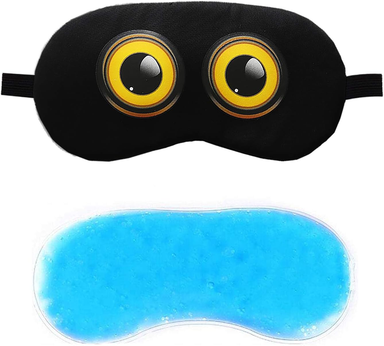 Jenna Eye Sleep Mask for Women Soft Light Blocking Sleeping Eye Mask with Adjustable Strap Travel Relaxation Eye Cover for Home Flight Deep Rest (RoundEye_Black_Gel)
