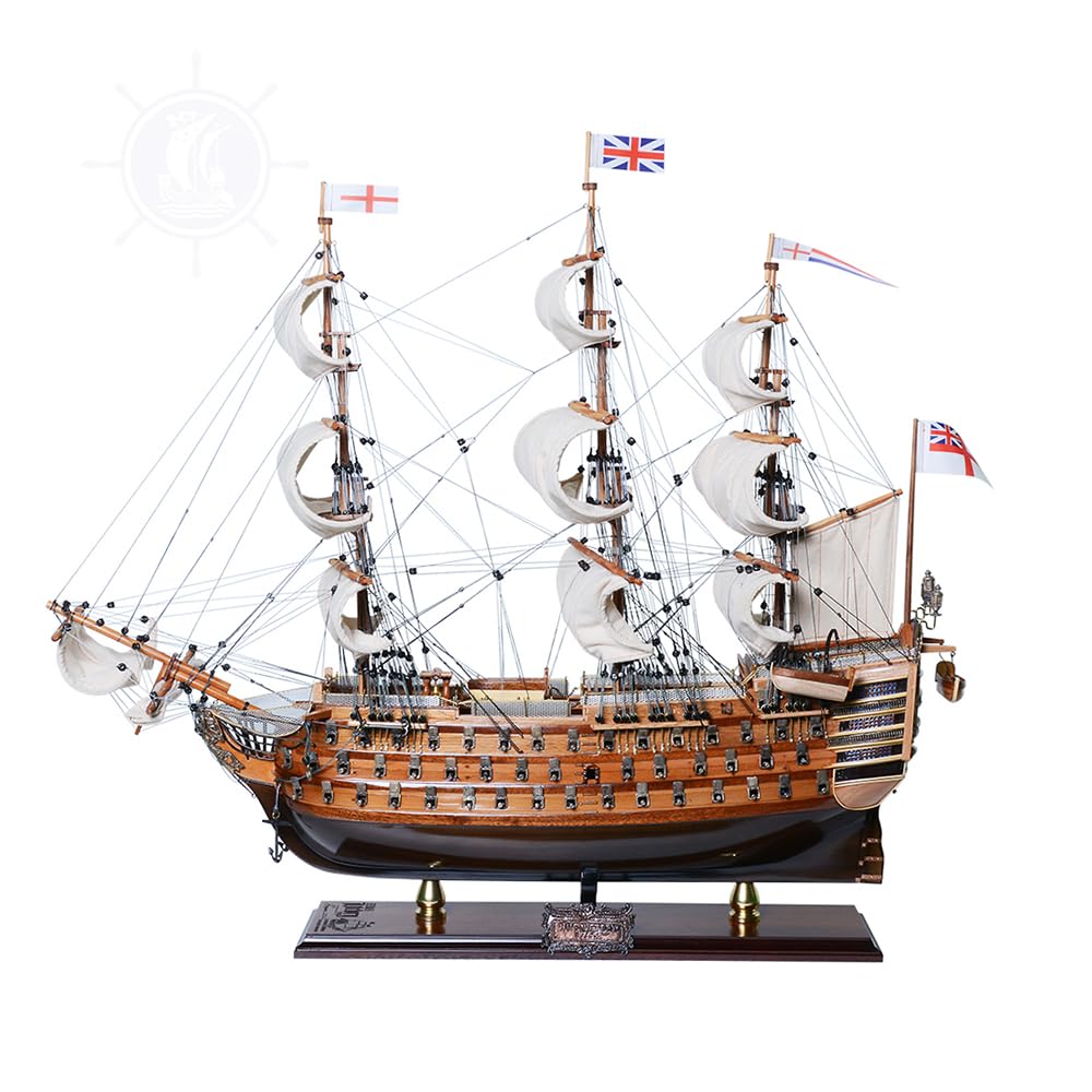 Old Modern Handicrafts Vele completamente storte completamente assemblate HMS Victory in edizione limitata, prodotte in sole 100 unità - Modello di nave di qualità museale - 30 x 10 x 27 pollici