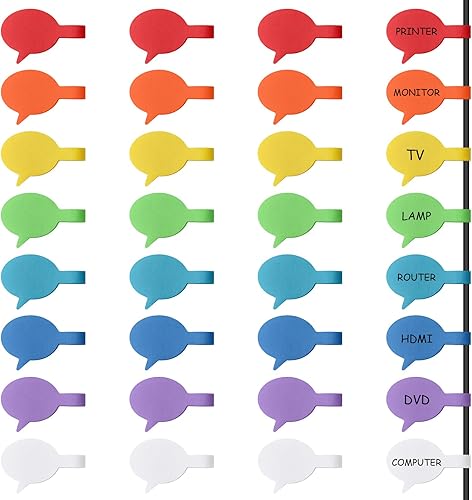 Trilancer Etiquetas de cable, etiquetas de cable de escritura a mano multicolores, etiquetas de burbujas de discurso para organizar cables e