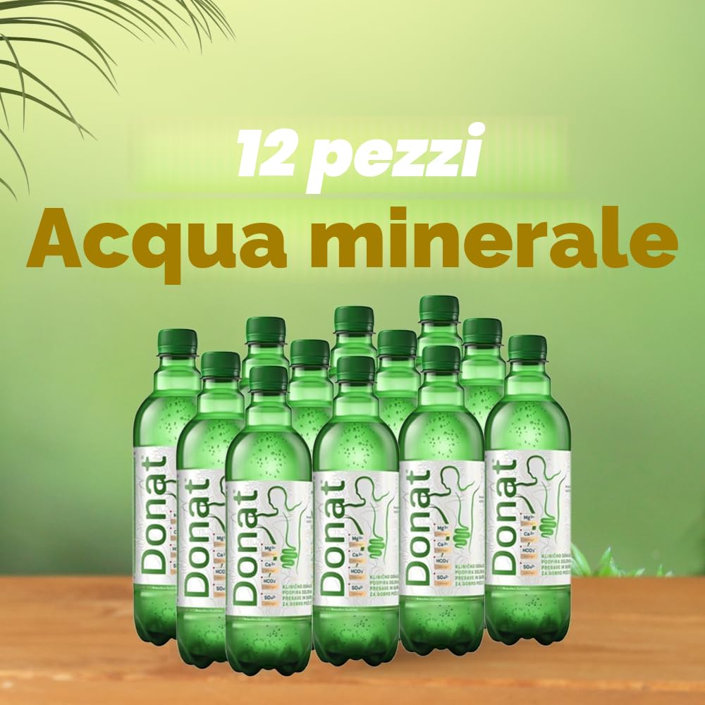 Acqua Magnesio completo - 500mg di Magnesio Naturale in acqua naturalmente frizzante 'Donat Mg' - 12x0,5L