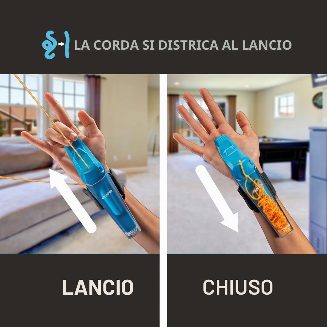ZipString Aracna - Giocattolo lanciaraga che si illumina al buio | Per bambini, ragazzi e adulti, brevettato, ricaricare, durevole, azione di tiro web supereroe