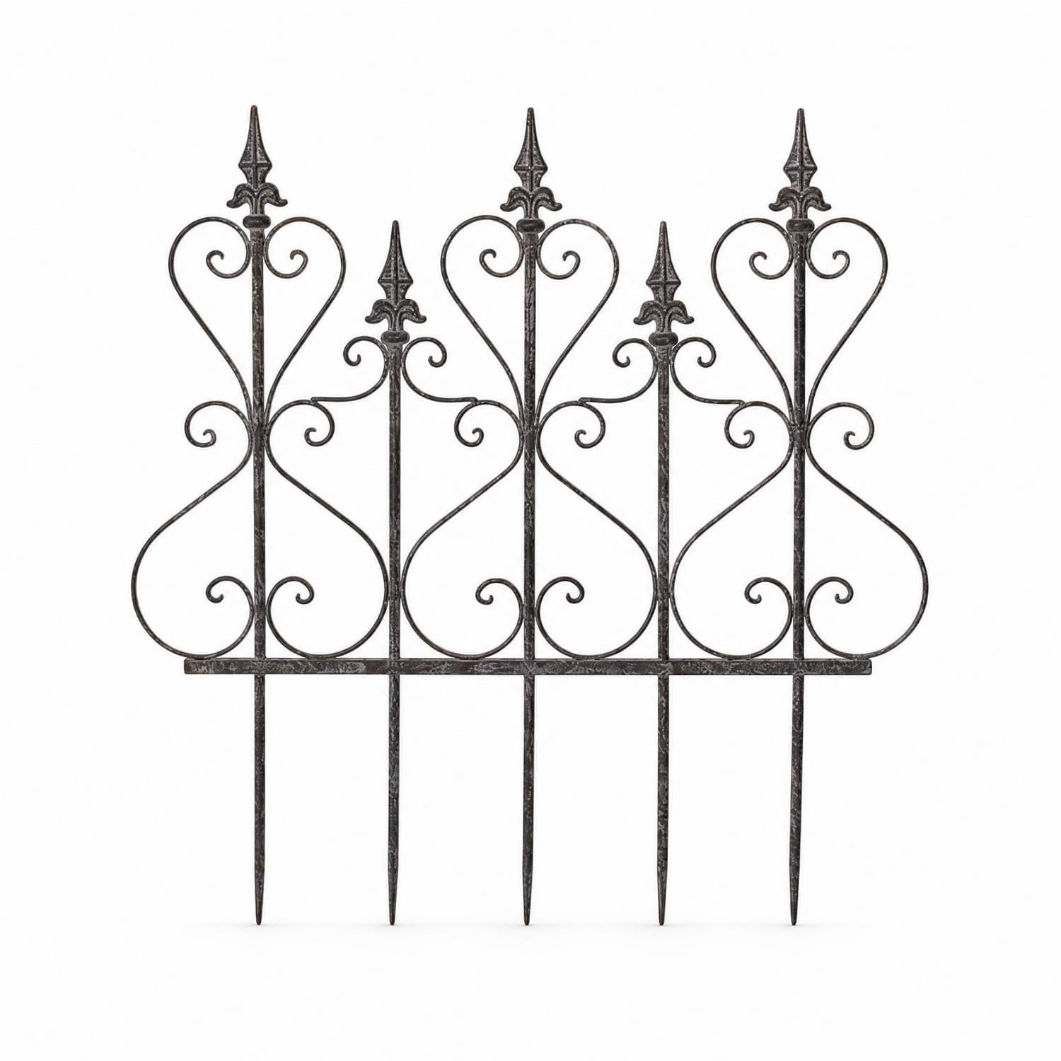 Openwork Metal Garden Fence Panels Scrollwork Garden Fence Panel Pointed Stakes Outdoor Barrier Plant Support for Yard, Three Heart Fence-image-11