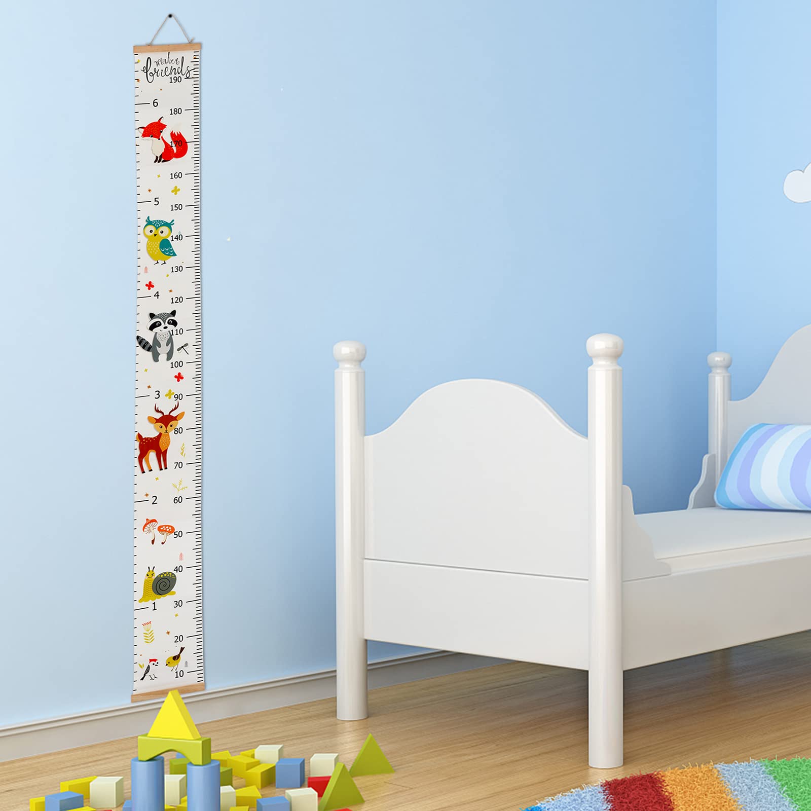 Toise Murale enfant, Bébé Toise Murale à Suspendre Règle, Diagramme De Croissance De BéBé, pour Fille Garçon Hauteur de Mesure, Décoration de Chambre - Motif Renard Dessin Animé,