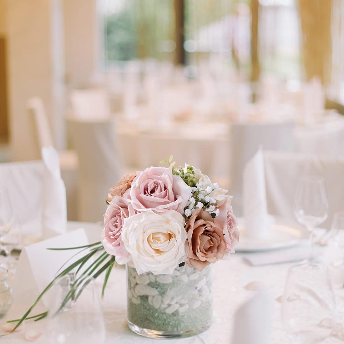 Wedding Bouquets for Bride Bridesmaid Bouquet Faux Pink Cream White Rose Artificial Silk Flowers for Wedding Party Church DIY Arrangement Valentine's Day Home Decoration, Gifts - Image 3