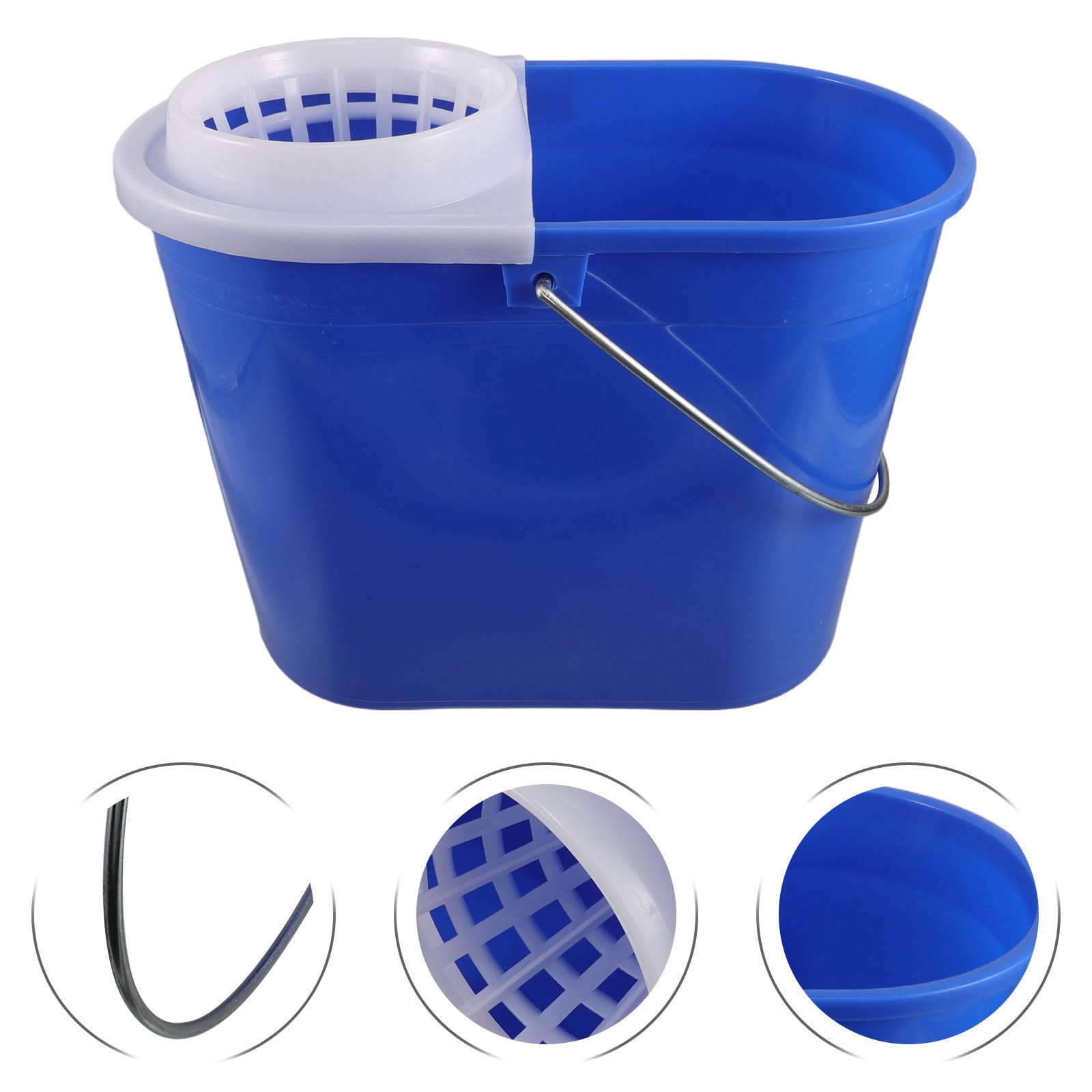 Cubo Integrado Escurridor Fregona de Plástico con y Azul Asa