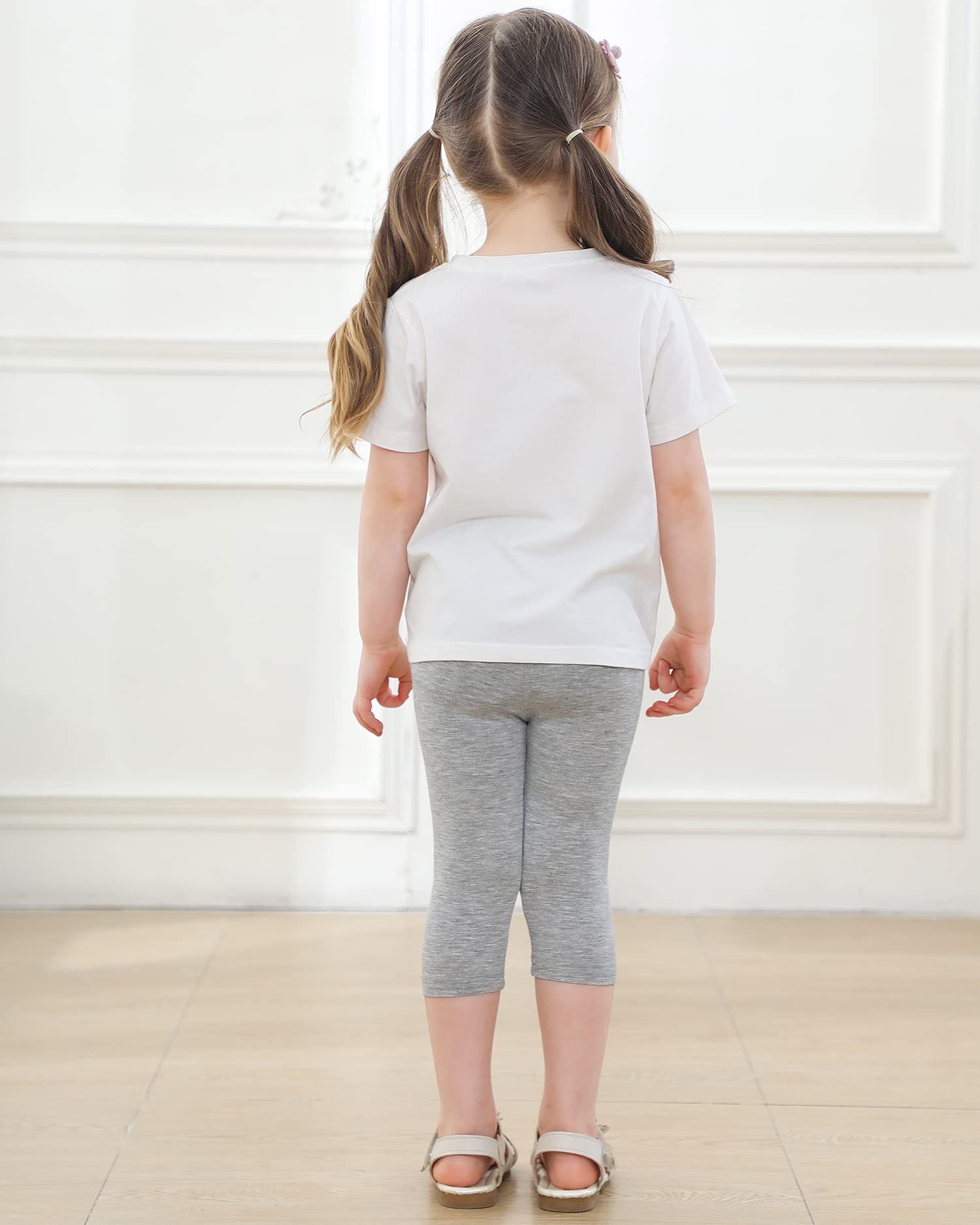Adorel Leggings Court 3/4 Capri Été Pantalon Fille Lot de 6