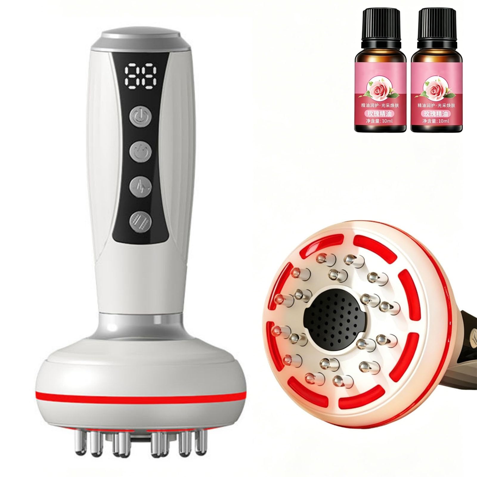 Massaggiatore per drenaggio linfatico 4 in 1, Strumento per massaggio anticellulite, Aiuta a ridurre smagliature e cellulite, per gambe, Braccia, Pancia, Include cuscinetti Moxa