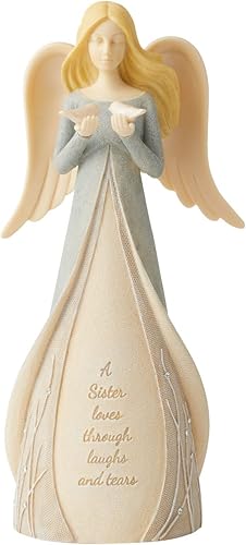 Enesco Foundations Sister Laughs and Tears - Figura de ángel paloma, 7.5 pulgadas, multicolor