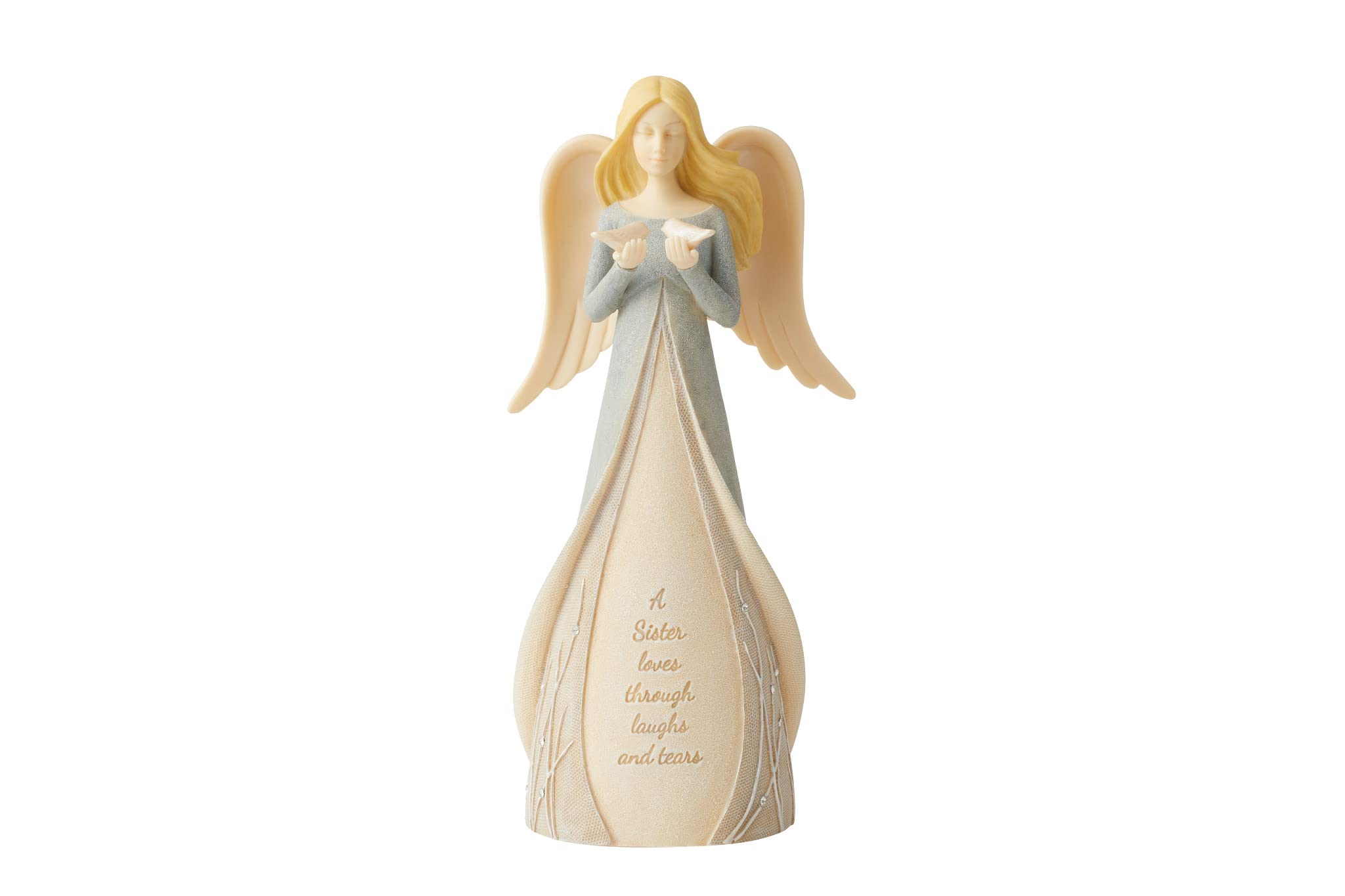 Enesco Foundations Sister Laughs and Tears Dove Angel Figurine, 7.5 Inch, Multicolor