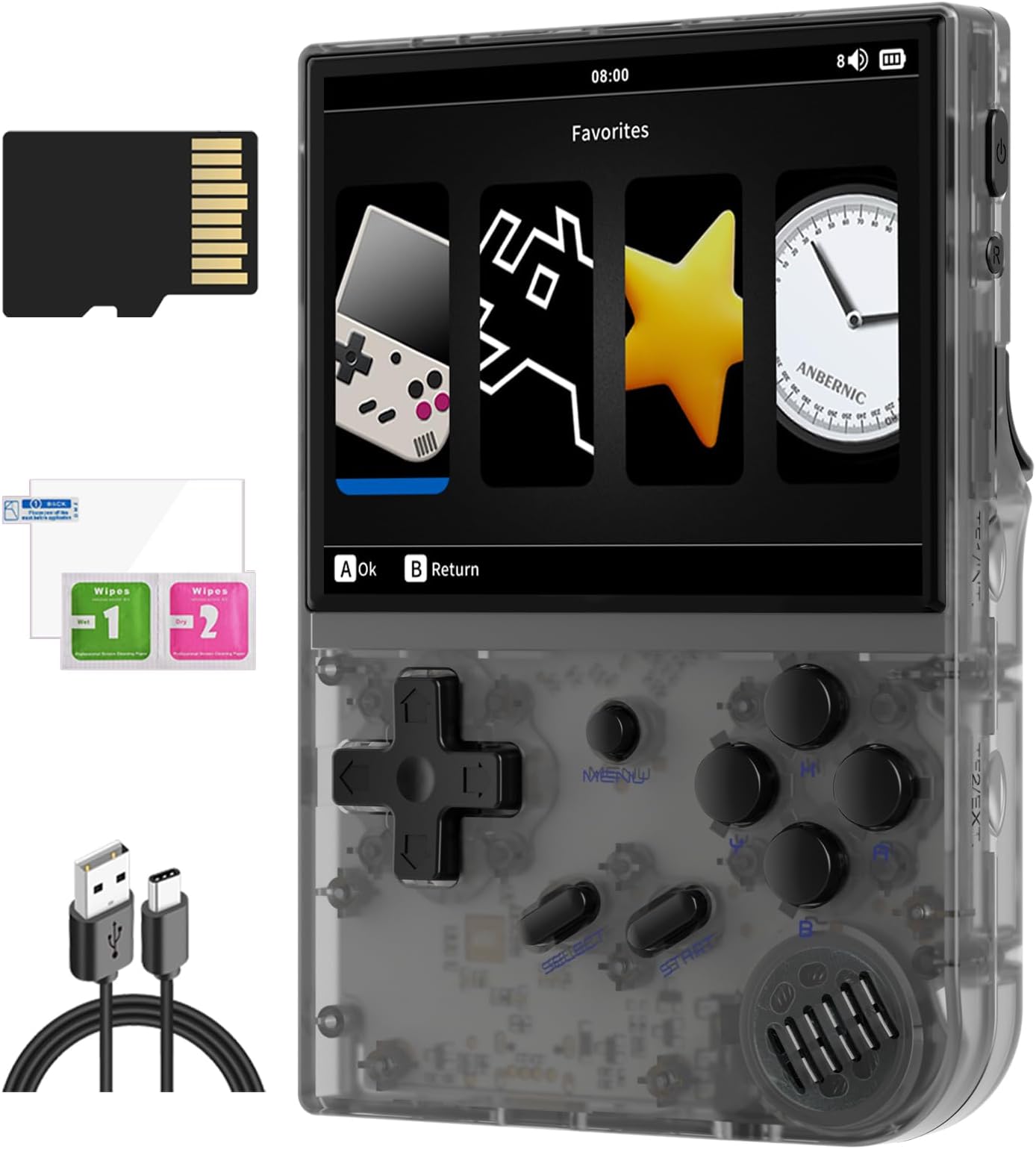 DoriteneyRG35XX 2024 Retro Handheld Game Console Linux System HDMI and TV Output 3.5 Inch IPS Screen 64G TF Card 5500+ Classic Games 2600mAh Battery( RG35XX 2024 Black)