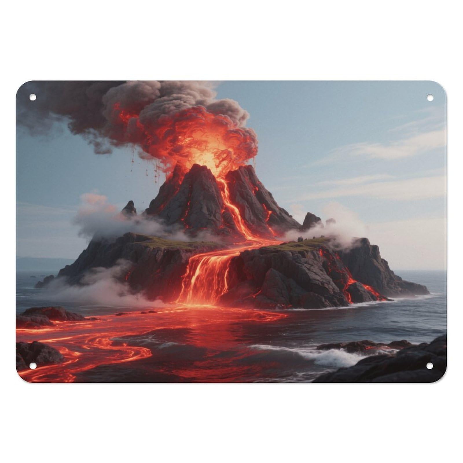 Fekiloot Style Hot Volcanic Island Wall Decor Iron Painting Metal Sign