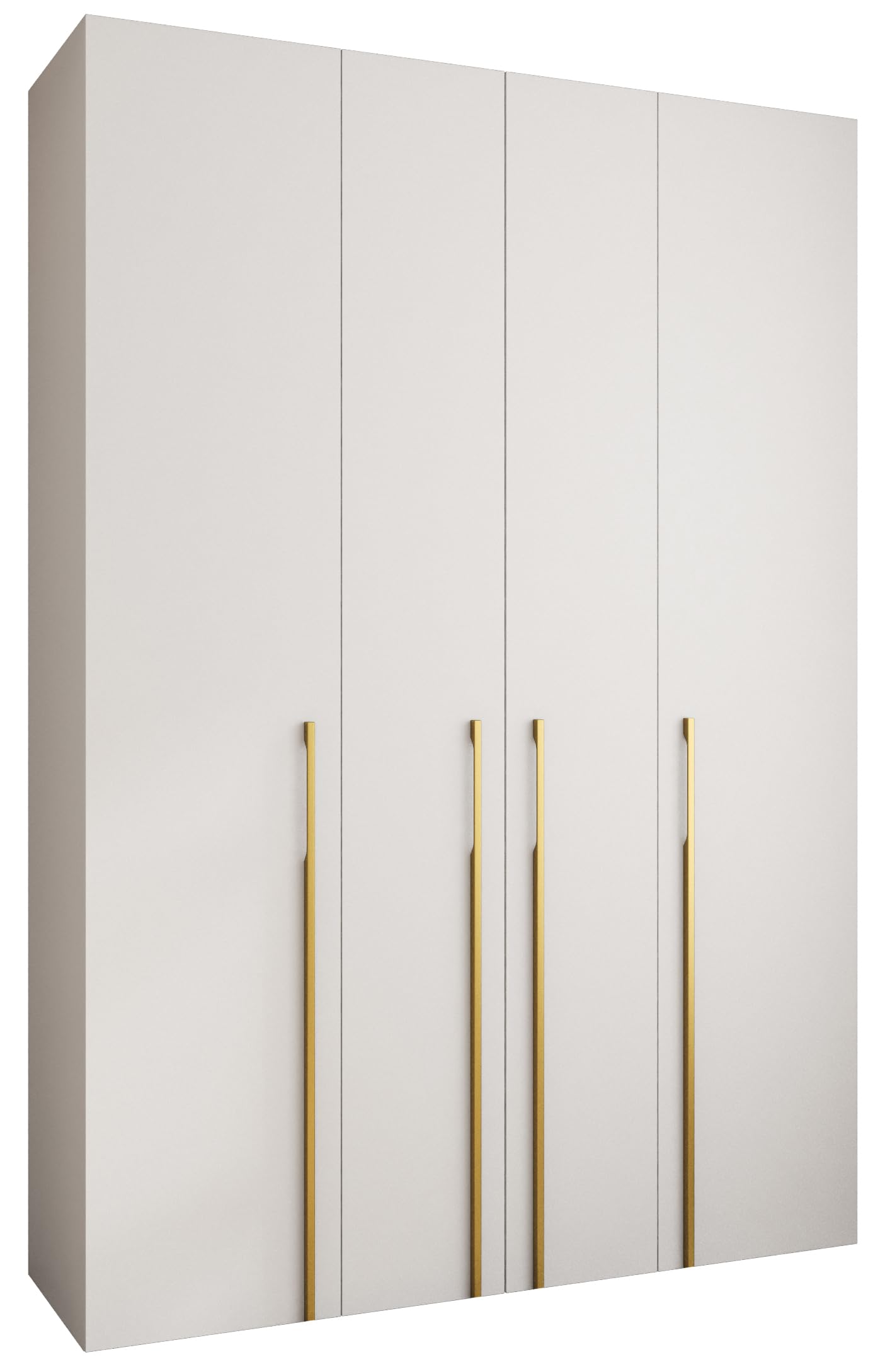 MEBLE KRYSPOL Como 3 Schrank mit 4 Türen - Kleiderschrank - Garderobe - Aufbewahrungsschrank für Schlafzimmer, Jugendzimmer, Kinderzimmer - 245,5x170x40cm - Weiß, Gold