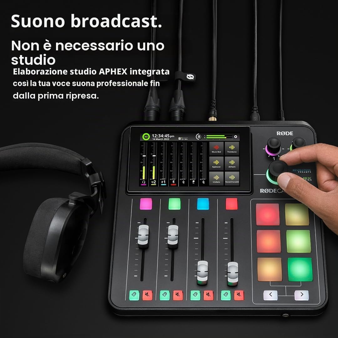 RØDE RØDECaster Duo Soluzione di produzione audio compatta all-in-one RØDE RØDECaster Duo per i podcast, lo streaming, la produzione musicale e la creazione di contenuti