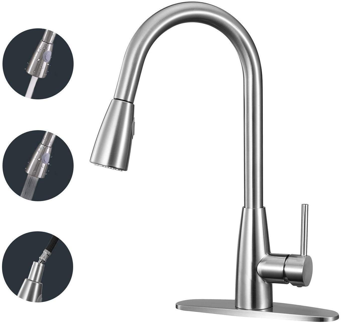 Buy Kitchen Sink Taps, Single Handle High Arc Pull Down Multifunction