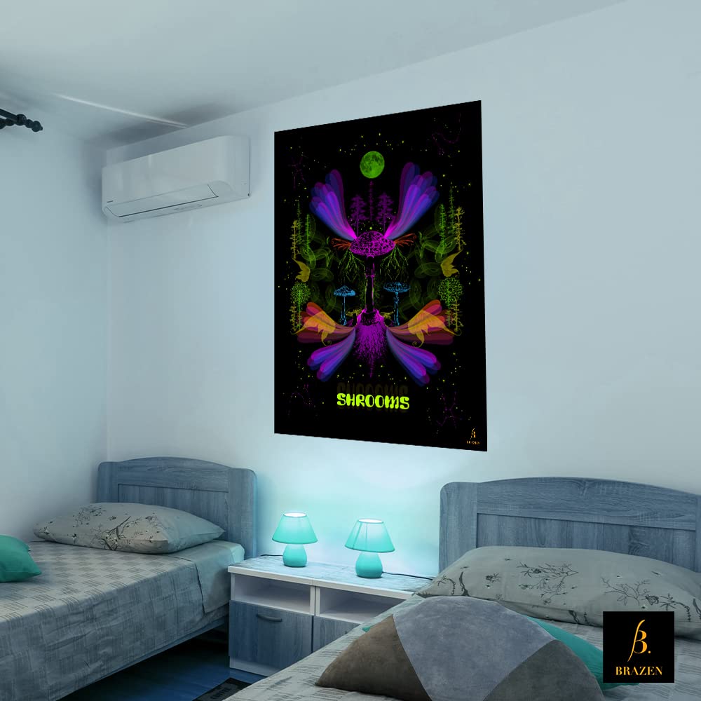Brazen SHROOMS tapestry (UV reactive) for home decor