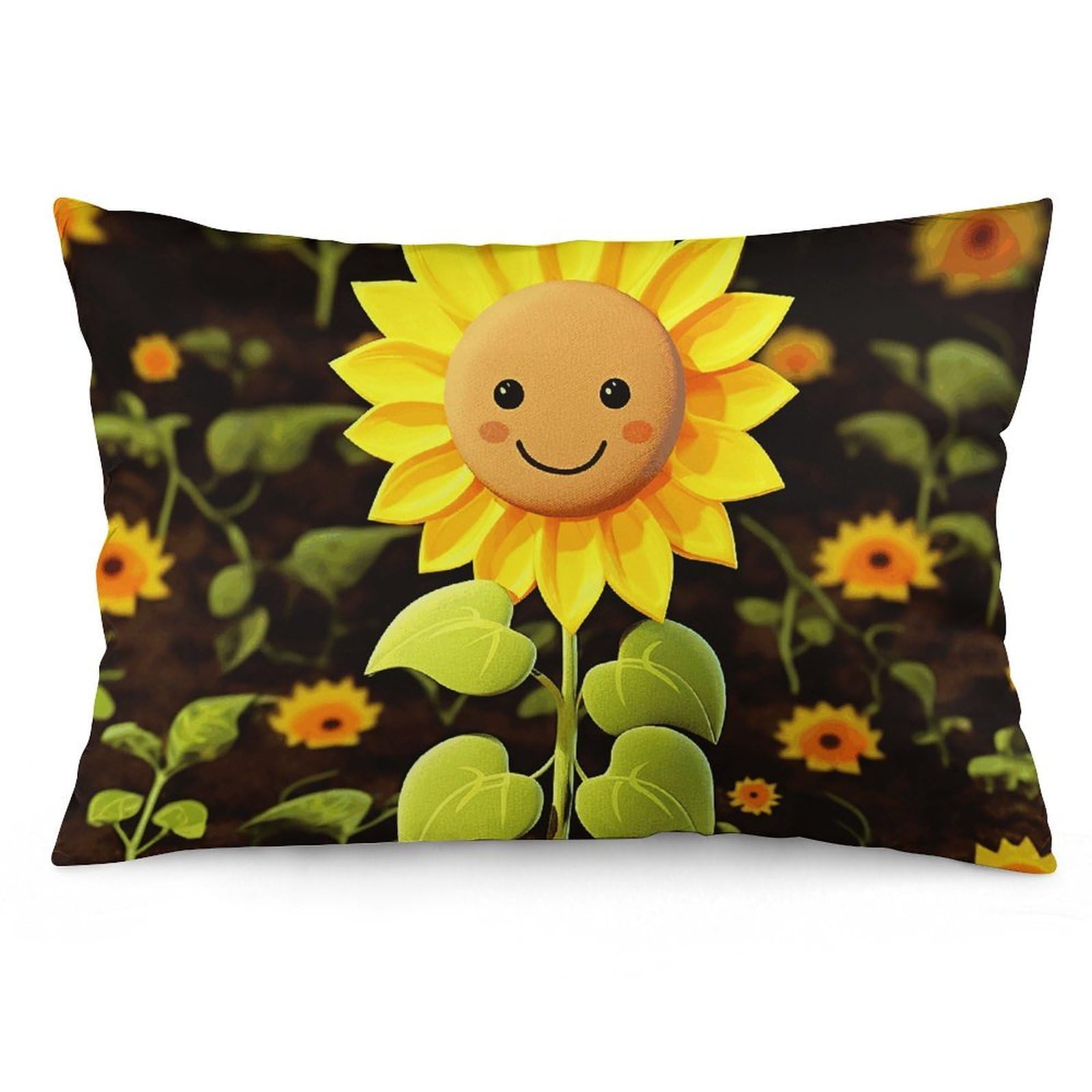 2 Pack Pillow Cases for Hair and Skin, Soft Breathable Pillow Case Covers with Hidden Zipper, Cute Sunflower Pillowcase 12 "x20 Pillow Covers for Sleeping Gift