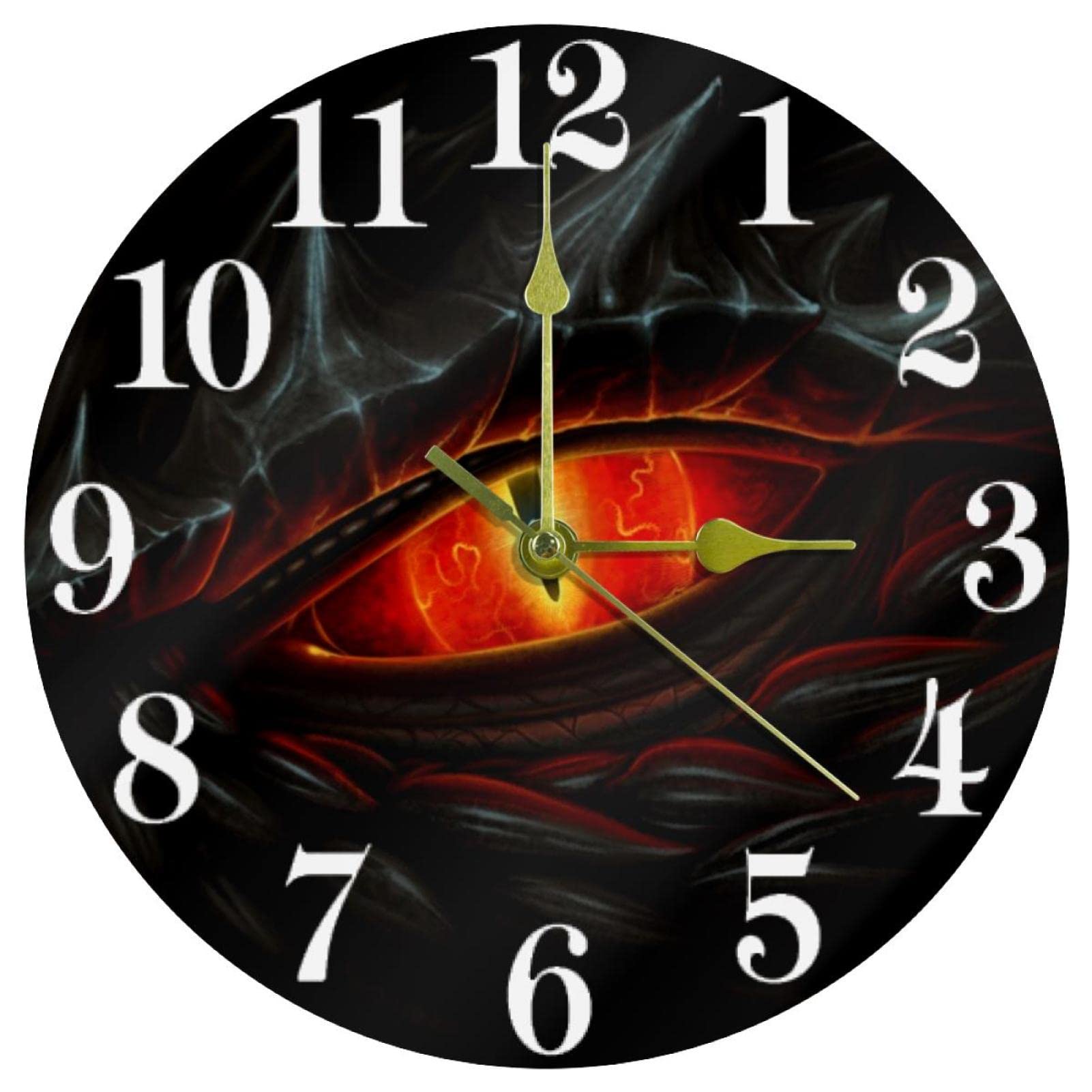 Horloge murale œil de dragon silencieuse pour retrouver le sommeil à pile
