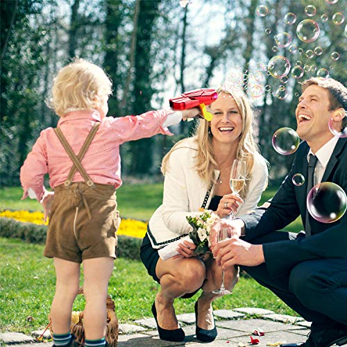 Auney Handheld Bubble Machine with Light, Automatic LED Bubble Blower Bubble Maker More Than 2000 Bubbles Per Minute, Bubble Machine for Kids, Red Bubble Toy with Sound for Kids - Thumbnail 3