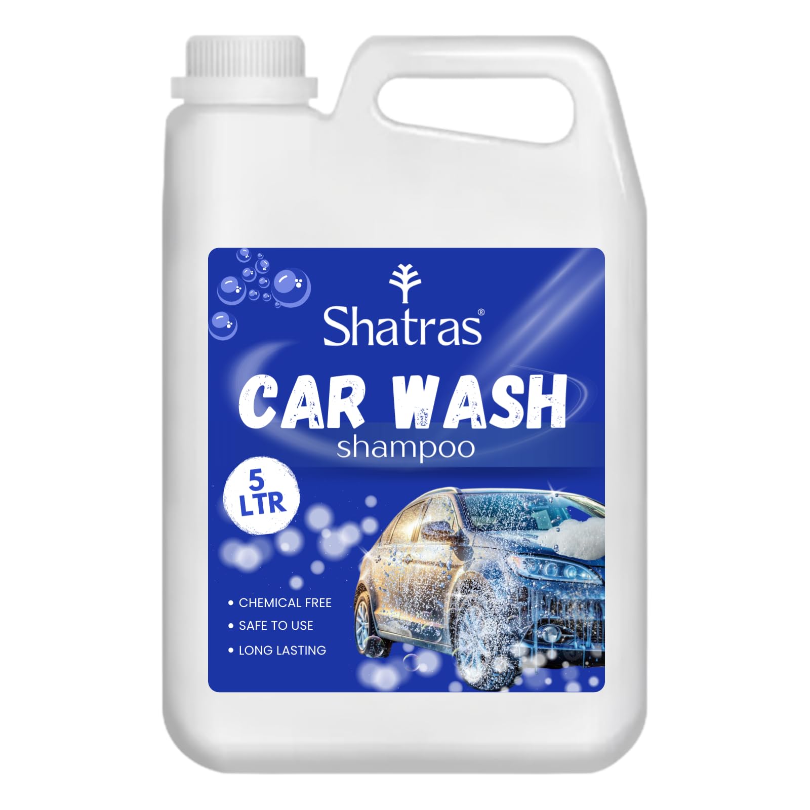 Shatras Car Wash Shampoo – High-Foaming Car Cleaning Liquid | pH-Neutral Formula | Scratch-Free Wash | Deep Cleaning & Extra Shine | Suitable for All Vehicles – 5 L (Blue)