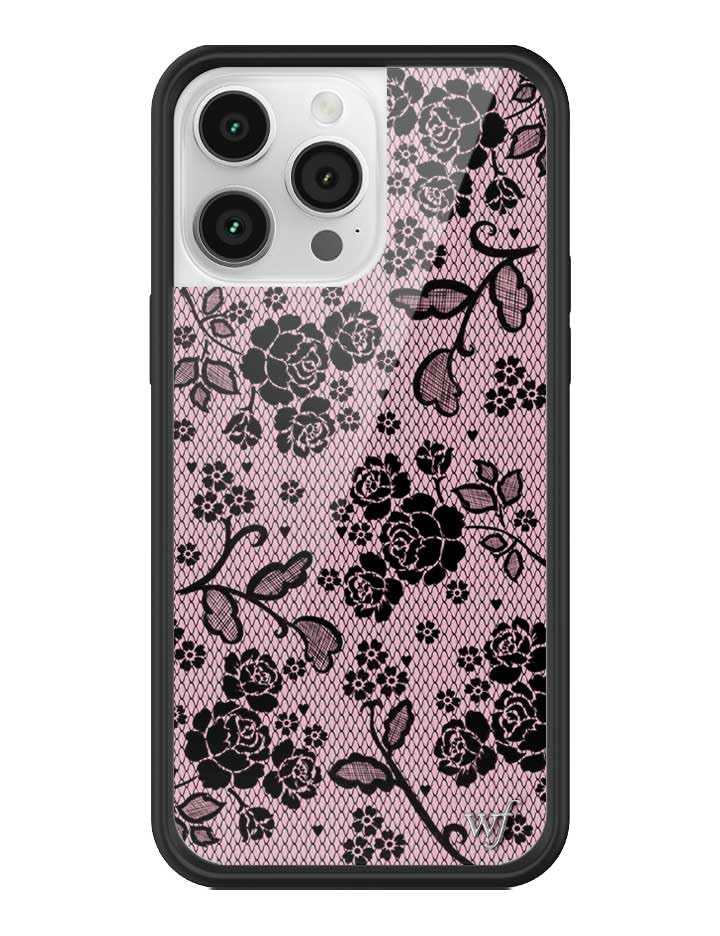 Wildflower Cases - Compatible with iPhone 14 Pro Max | Protective Black Bumper, 6.5ft Drop Test Certified, Women Owned Small Business | Pink Black