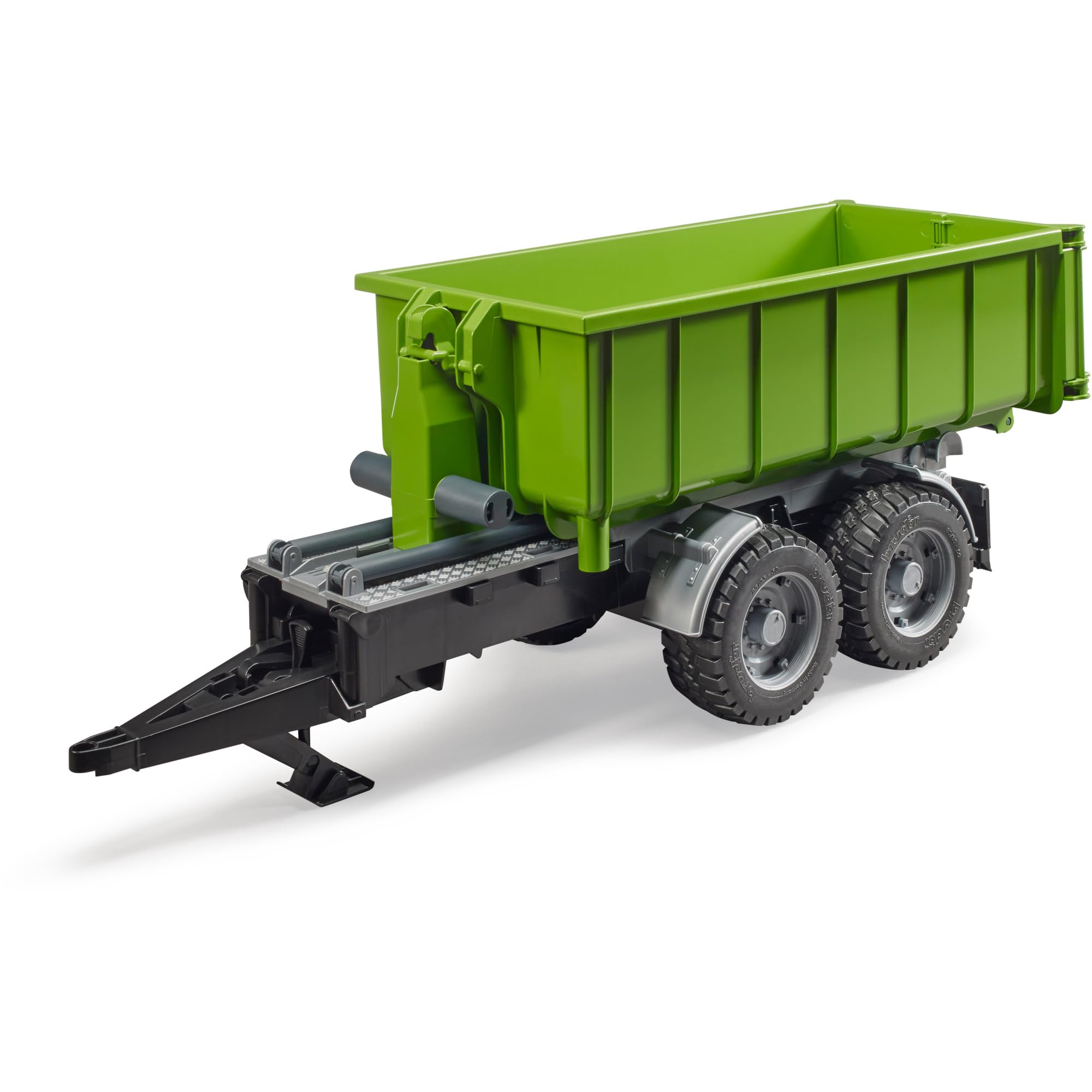 bruder 02035 - Rimorchio a gancio per trattori, con adattatore per l'aggancio, rimorchio ribaltabile, rimorchio da trasporto, cassone ribaltabile, azienda agricola, giocattolo