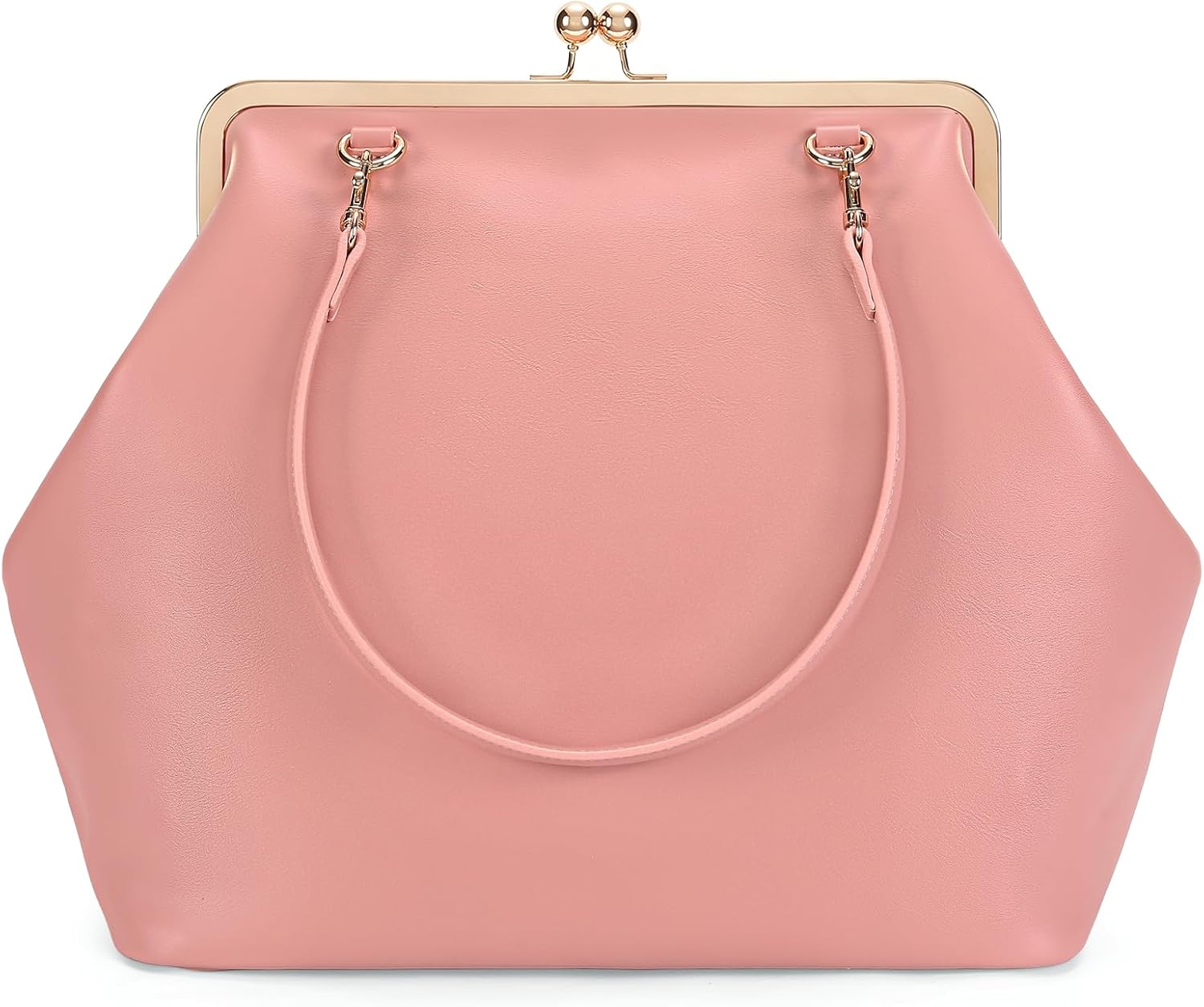 Large Women's Kiss Lock Bag PU Medium Top Handle Handbags Kiss Clasp Shoulder Bags Tote Purse Messenger Clutch