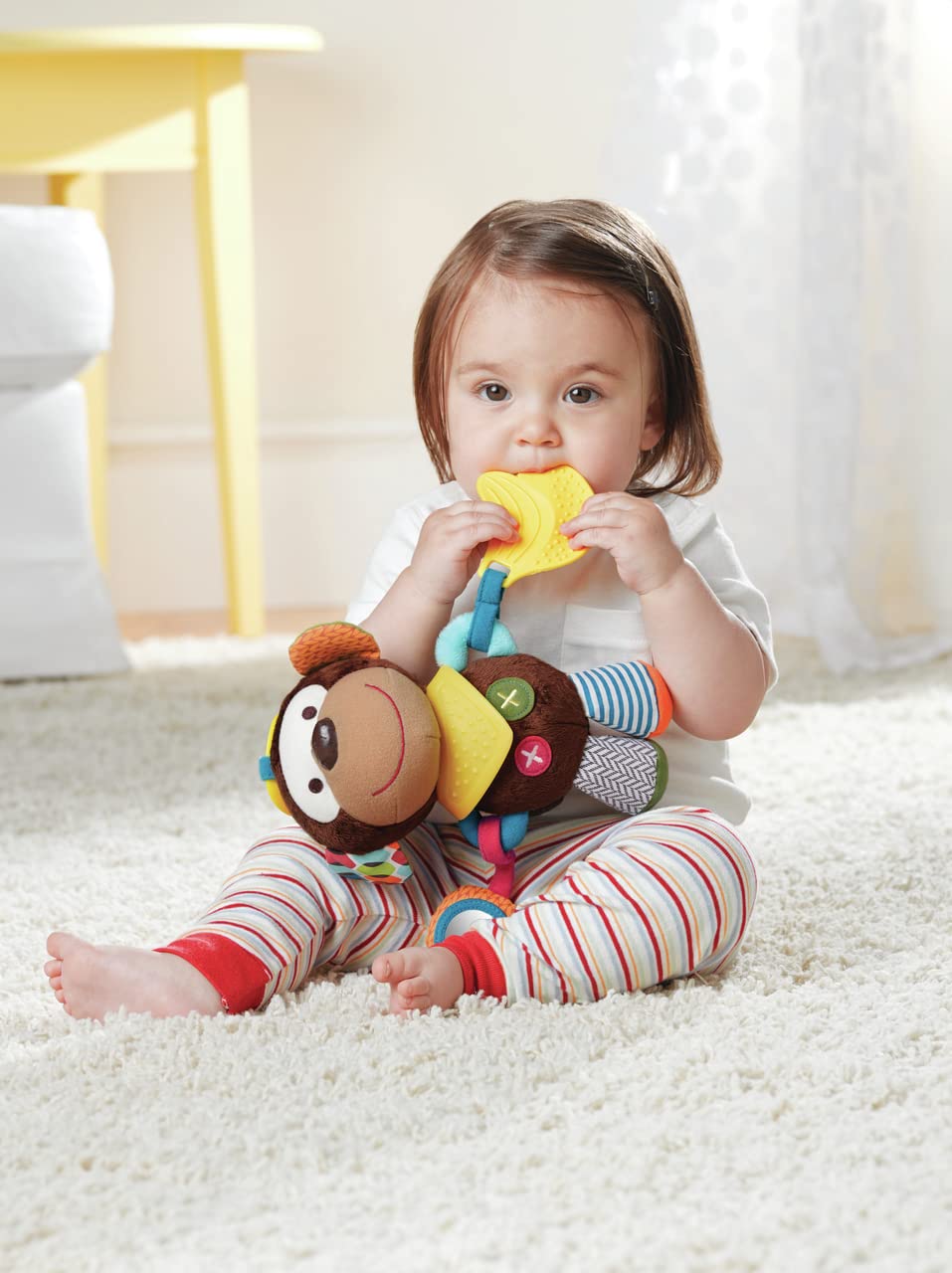 Skip Hop Bandana Buddies Baby Activity and Teething Toy with Multi-Sensory Rattle and Textures, Monkey