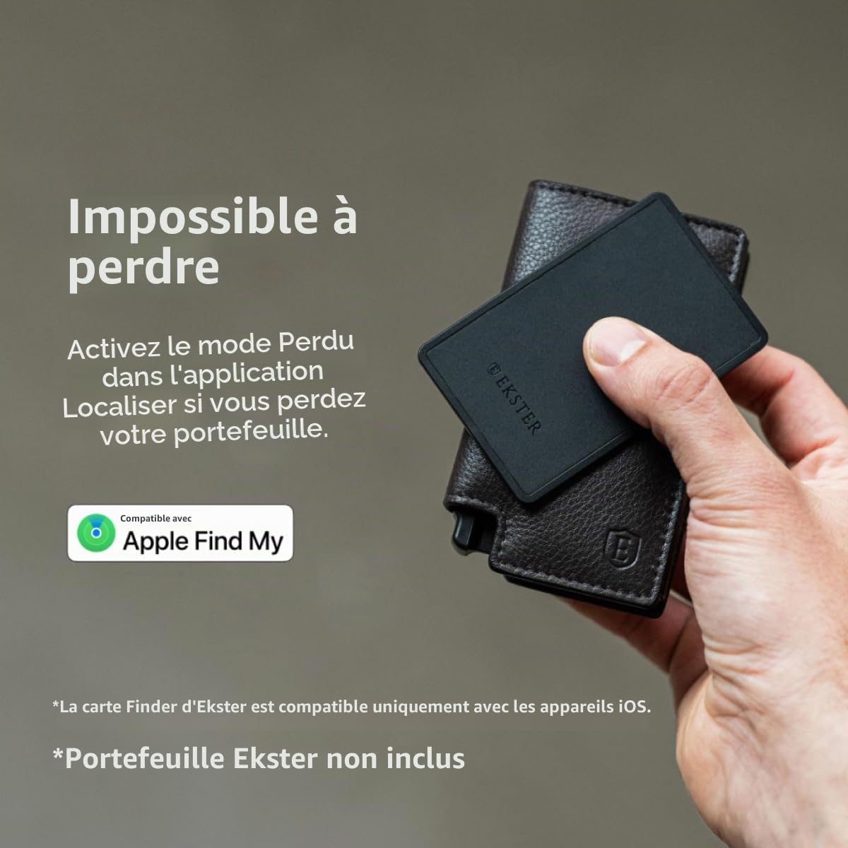 Ekster Localisateur de cartes et portefeuille GPS Bluetooth, batterie longue durée, compatible Apple Find My et Siri