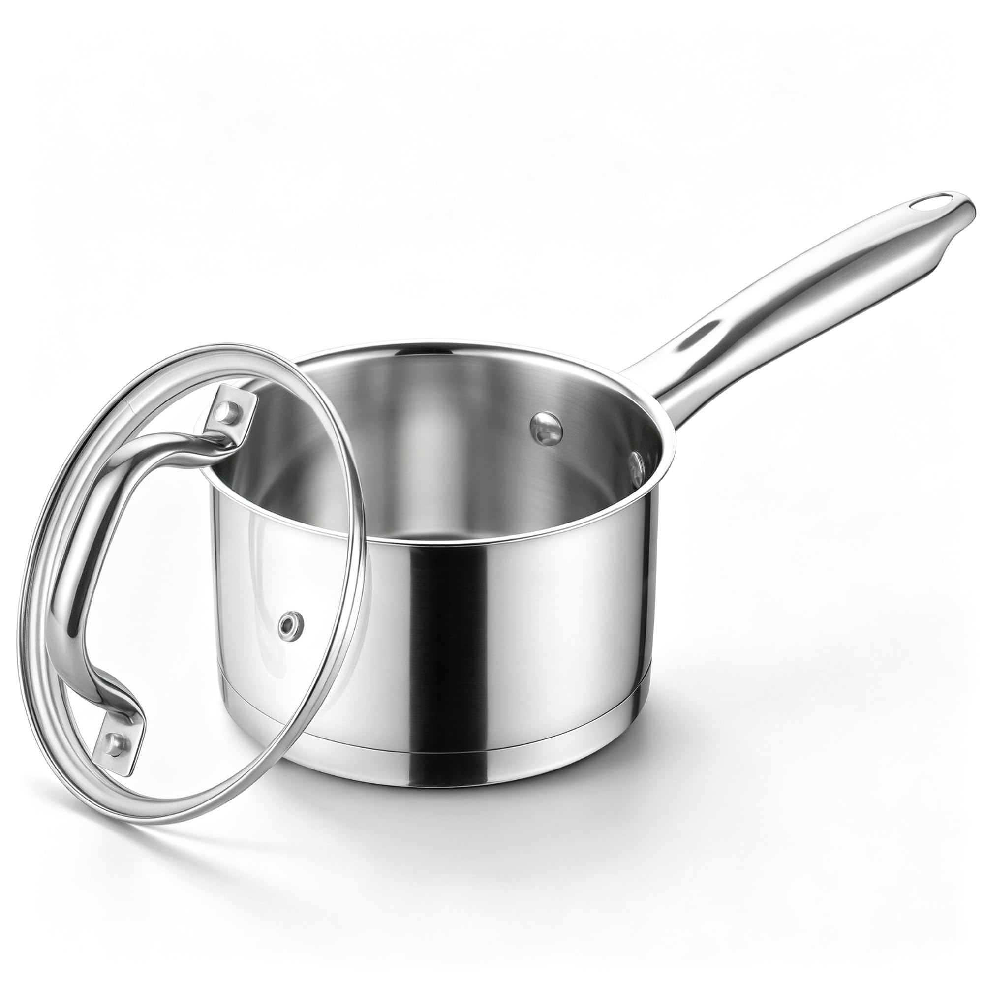 Joyfair 14cm Stainless Steel Tri-Ply Base Saucepan Milk Pan with Glass Lid
