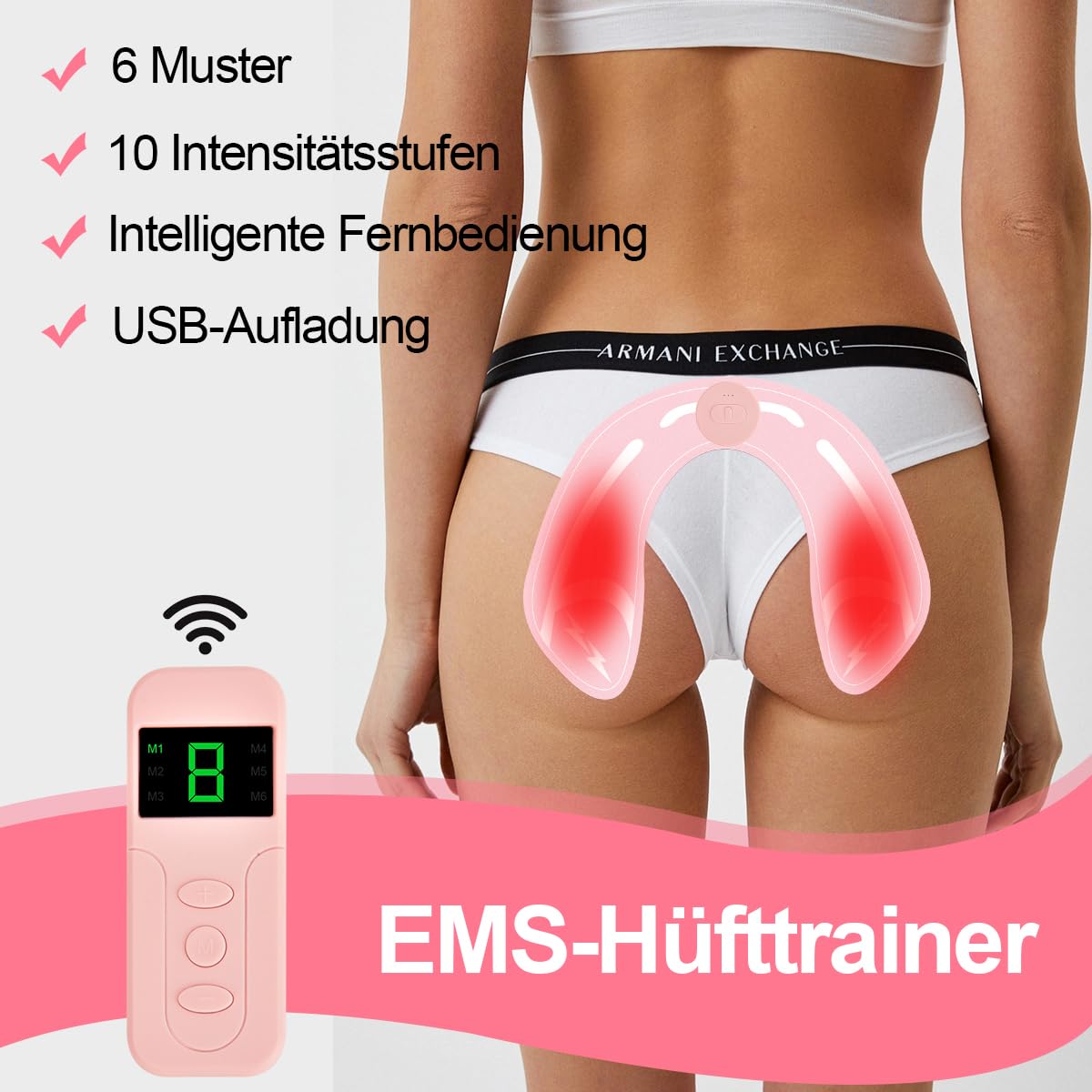 EMS Gesäßtrainer, Hüfttrainer für Gesäß, ABS Stimulator Shaper Smart