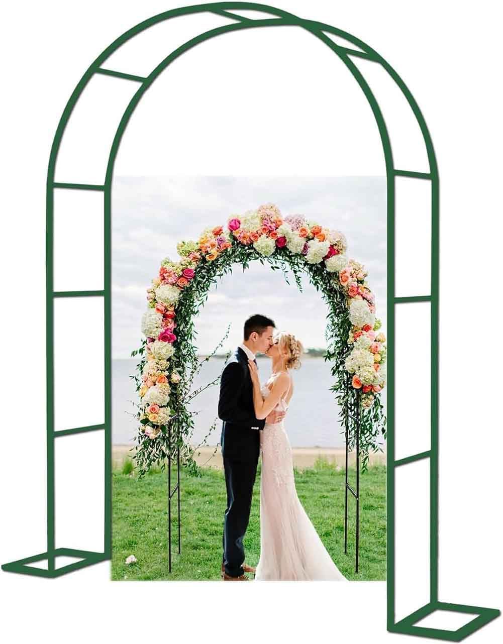 Garden Arbor Arch Steel Frame Weather Resistant Metal Archway for Climbing Plants, Free Standing Trellis Pergola 1.2M 1.4M 1.8M 2.4M 3M 3.5M Wide Garden Arch,Green,W1.4M*H2.3M