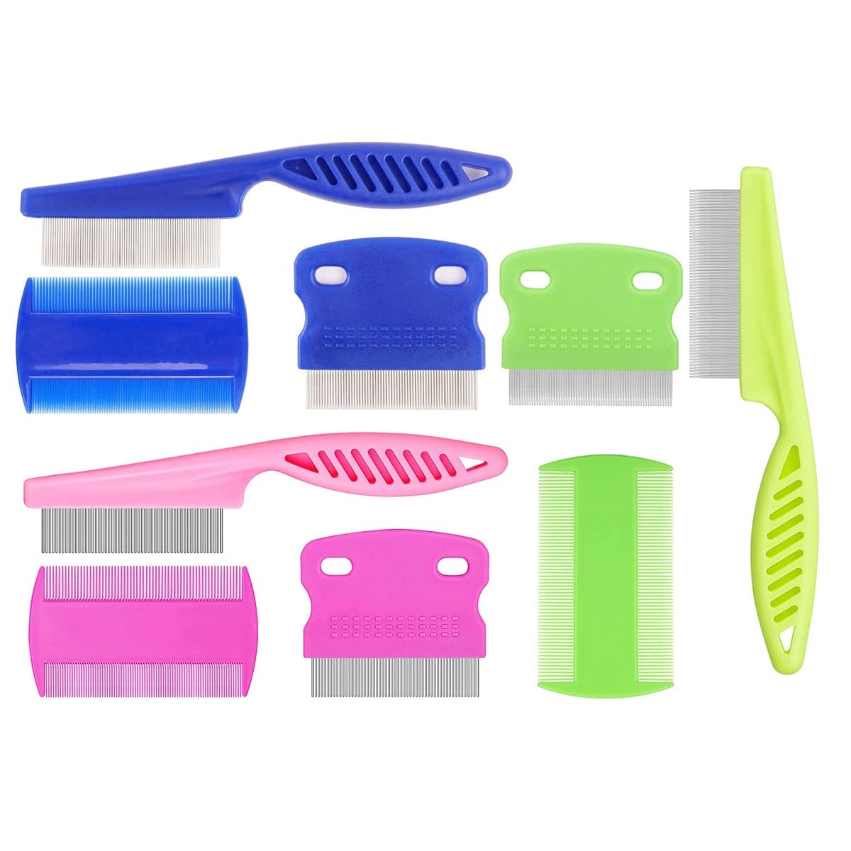 9 Peigne Anti Poux, Peigne Anti Puces pour Chat et Chien, Peigne Puces Chat et Chien pour Enlever les Taches de Larmes/Poux/Tangles/Croûte/Saleté