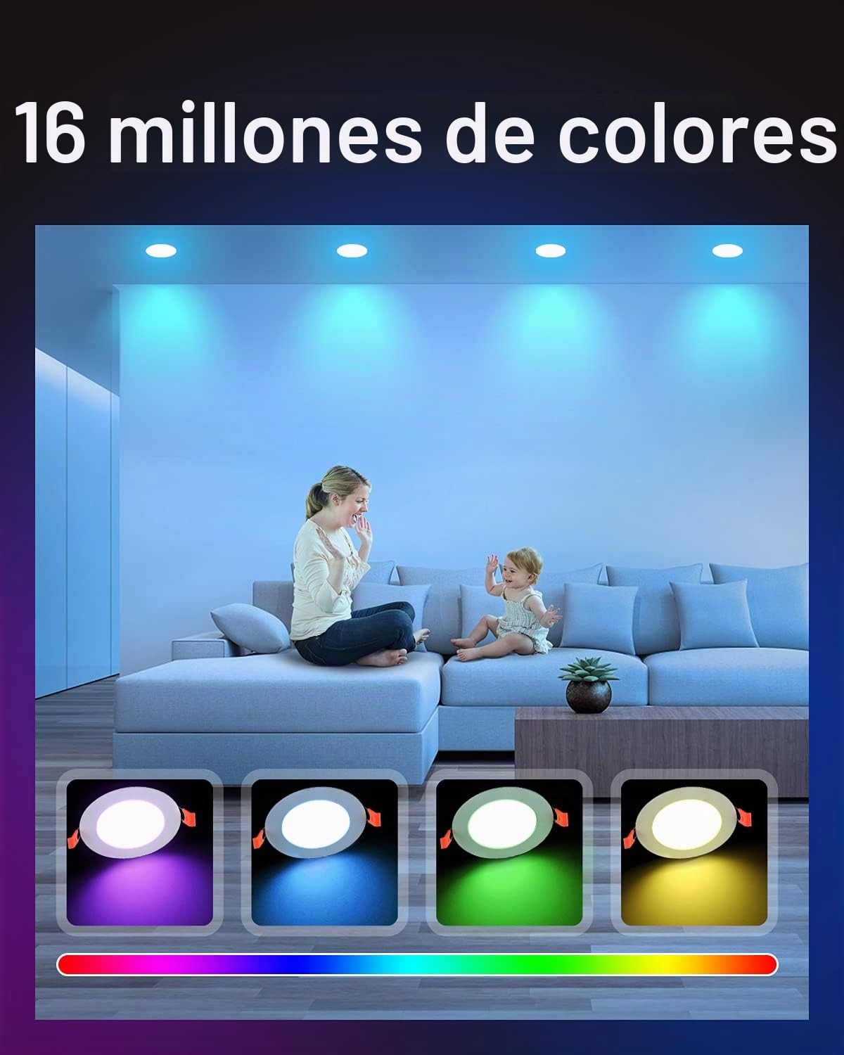 Lumary Downlight LED Techo Empotrable, 18W Panel LED Redondo Plano, 2700K-6500K, Compatible con Alexa & Google Home, 22.5 x 2 cm, 4 Pack