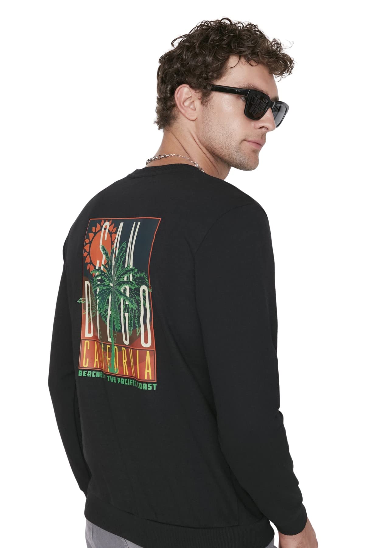 Trendyol Man Plus Size Regular Basic Crew neck Knit Sweatshirt Schwarz