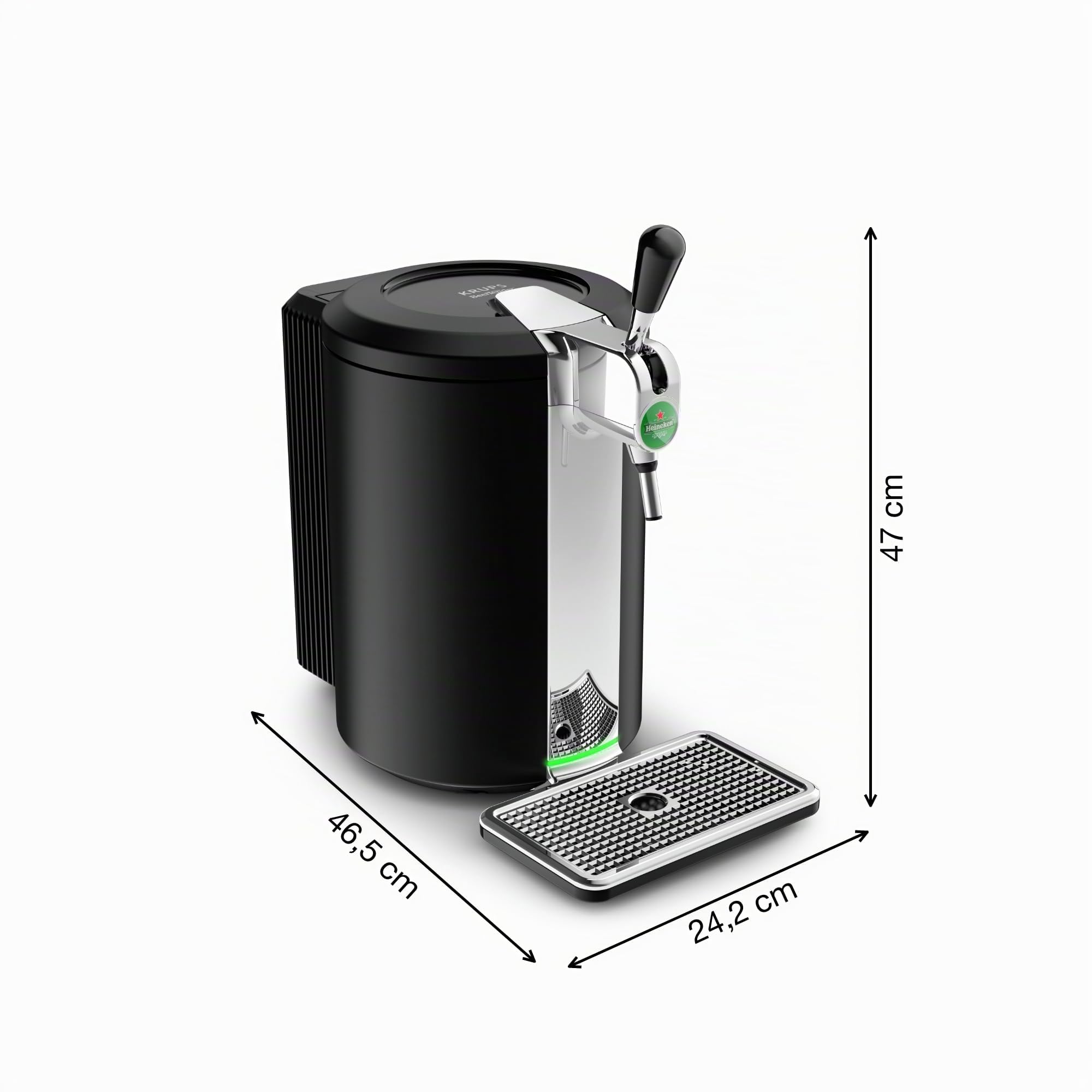 Krups Beertender Máquina cerveza presión, Barriles de 5 L, Marcas del grupo Heineken, Indicador luminoso, Temperatura y espuma perfectas, Cerveza fresca, Fácil instalación, Compacto negro VB450E10
