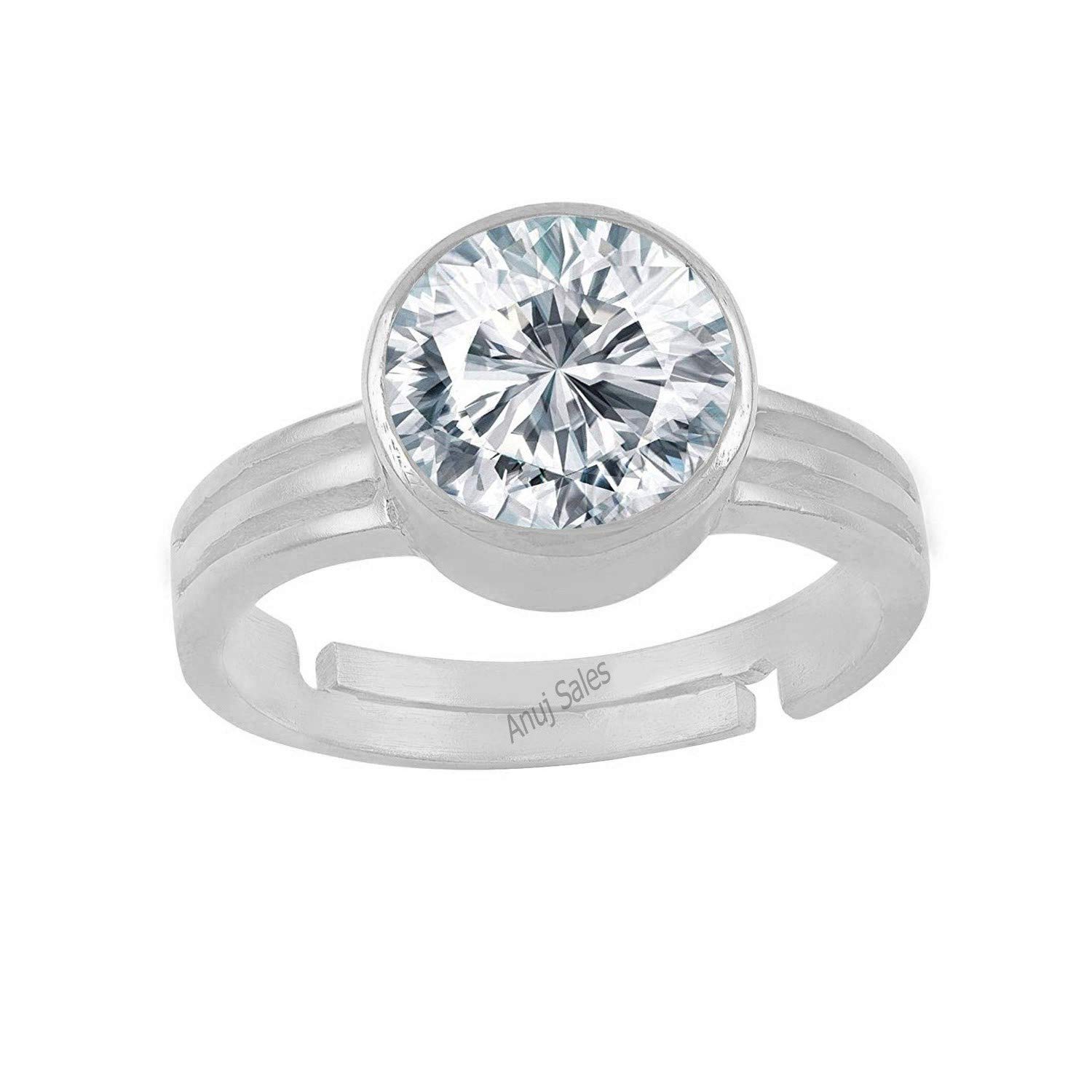 Anuj Sales 8.00 Ratti 7.50 Carat Zircon Ring Diamond Ring American Diamond Zircon Stone Silver Plated Metal Adjustable Ring for Men and Women (B08WB29NHS) Amazon Price History, Amazon Price Tracker