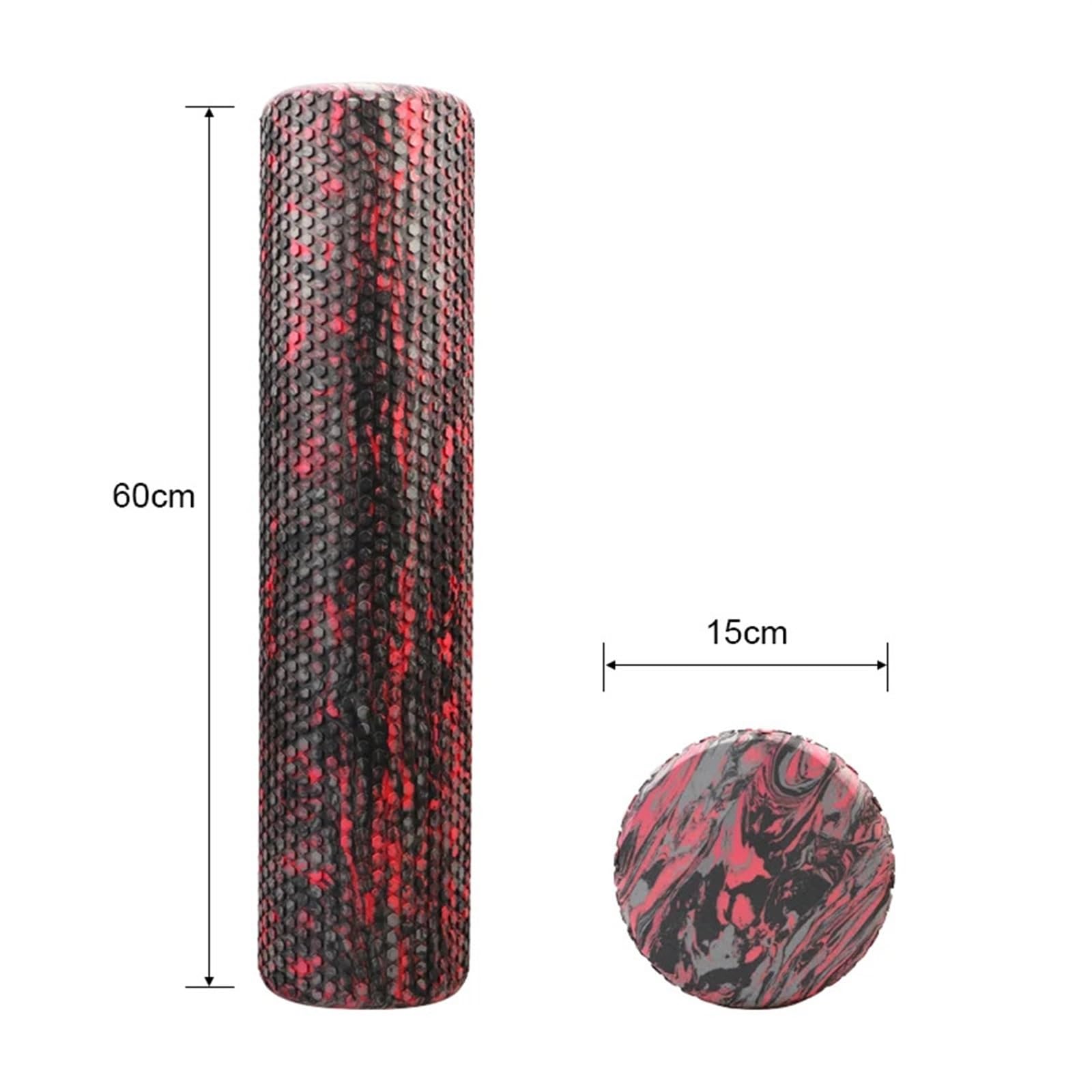 Rullo In Schiuma Rullo di schiuma Colonna for yoga Blocco for massaggio Tessuto muscolare Fitness Palestra Yoga Sport(Black Red 60X15cm)