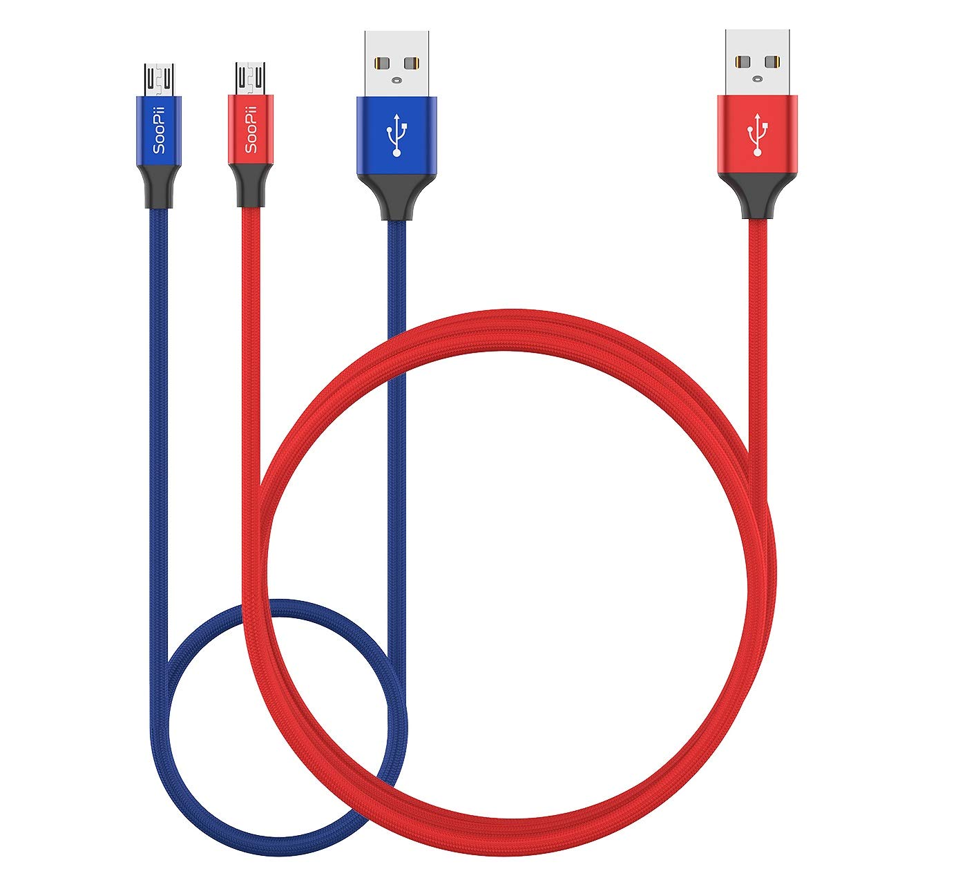 SooPii 2-Set -4Ft and 1Ft Super-Durable Nylon-Braided Fast Sync&Charging Cord for Samsung, Xiaomi, HTC, Nexus, LG, Xbox, PS4, Smartphones & More Micro Supported Devices Red and Blue (B076HTBN78) Amazon Price History, Amazon Price Tracker