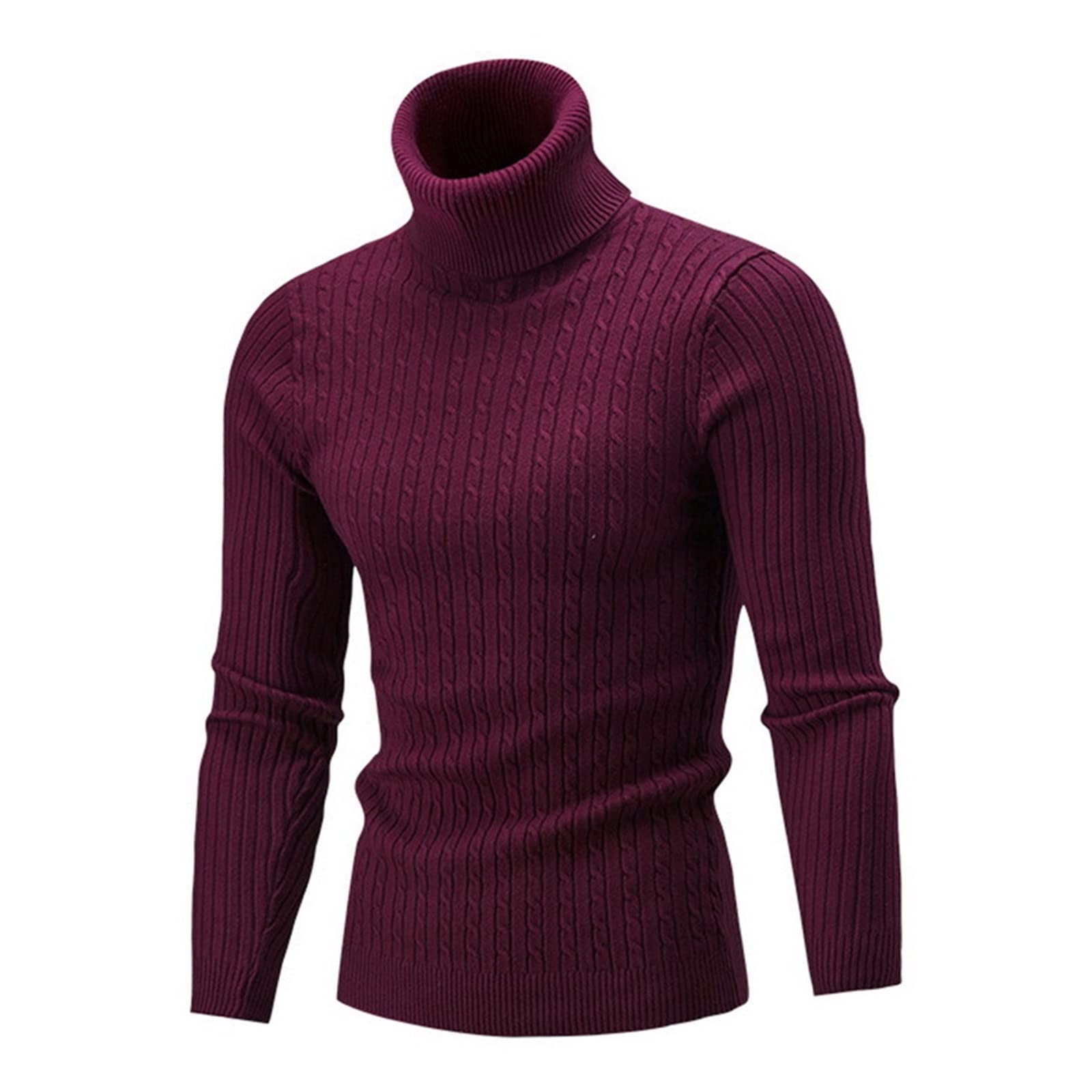 Zimowy ciepły golf sweter swobodny luz męski, ciepły dzianin sweter trzymaj ciepłe mężczyzn wełniany sweter z dzianiny (Color : Brown, Size : Medium (55-65KG))