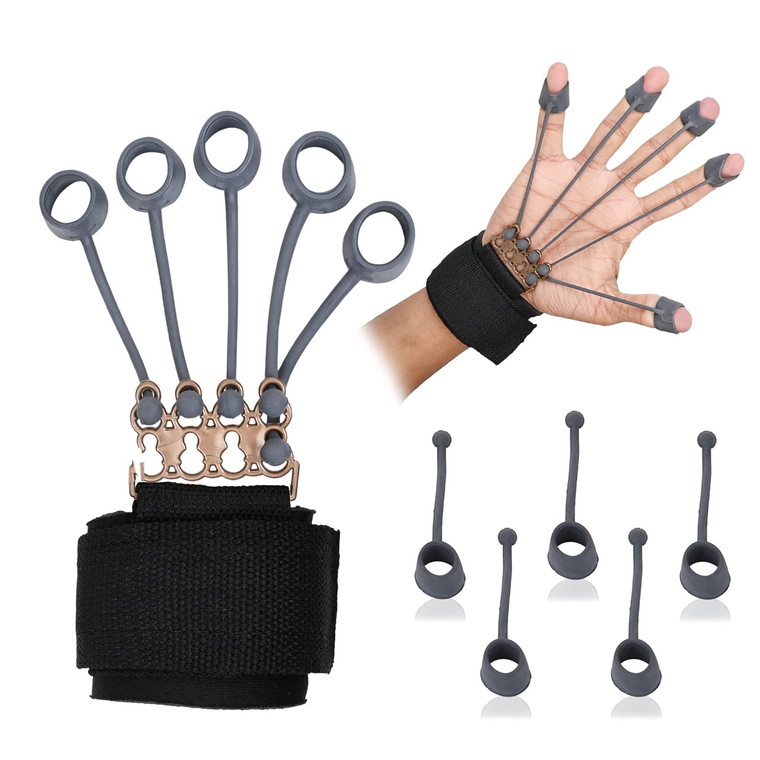 Zordik- Finger Gripper Strength Trainer | Hand Exerciser Yoga Resistance Bands Finger Flexion And Extension Training Device | Finger Force Grip Device (Finger Gripper)-image-39