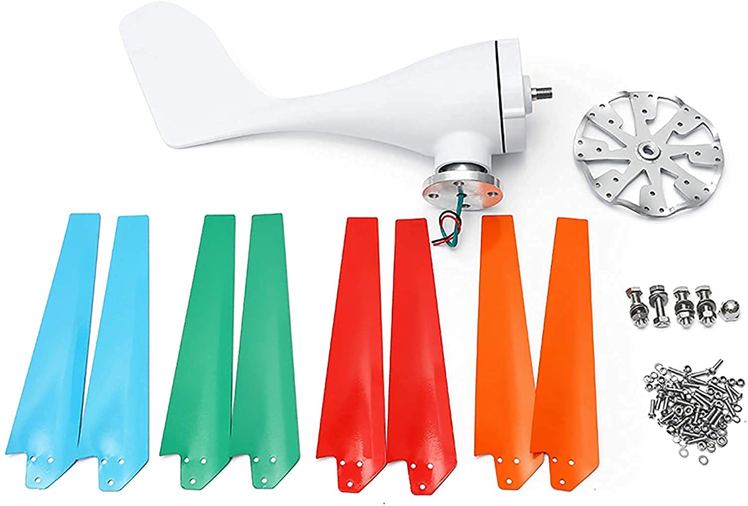 Generador de Viento Horizontal Generador de turbinas de Viento 24V 8 Cuchillas Molino de Viento Carga de turbinas de energía para el hogar Camping Controlador Incorporado, 400w (300w)