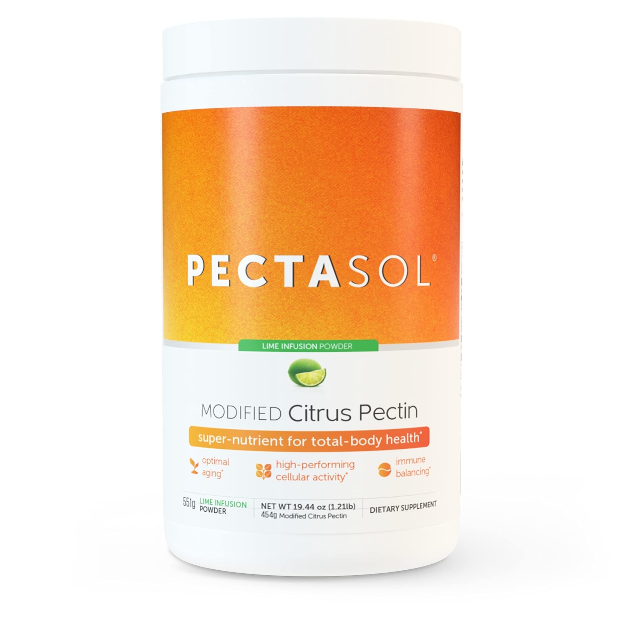 ecoNugenics PectaSol Modified Citrus Pectin Cellular Health and Immune System Supplement - Lime Infu