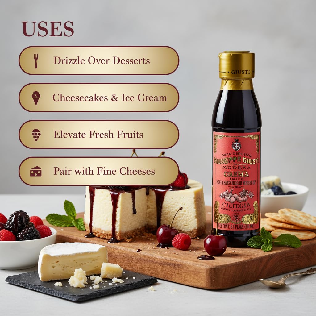 Giuseppe Giusti Cherry Glaze Balsamic Vinegar CILIEGIA 150ml, Fruity Balsamic Drizzle 1