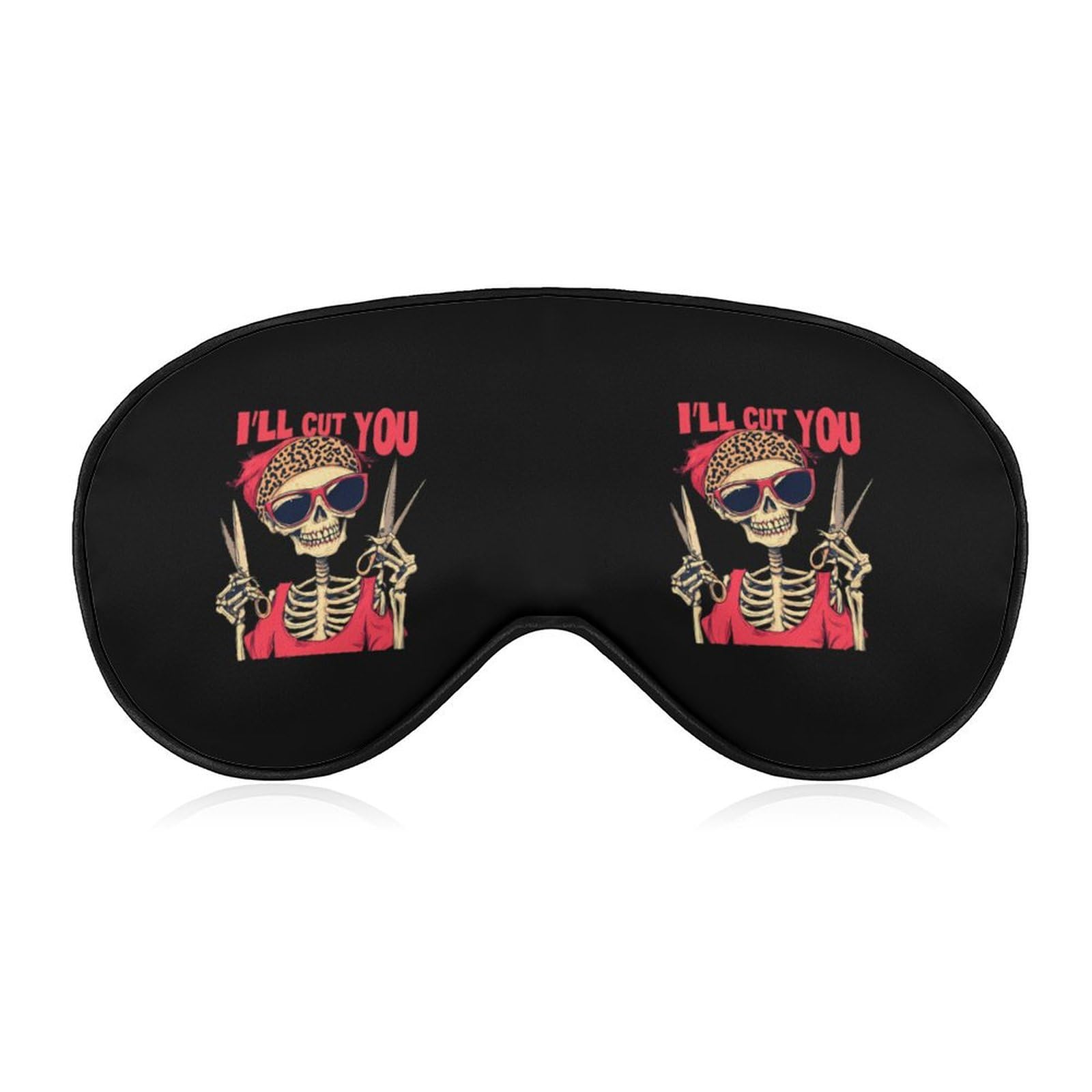 I'll Cut You Skull Hairdresser Sleep Mask Eye Shade Cover Adjustable Strap for Travel Lunch Break Women Men