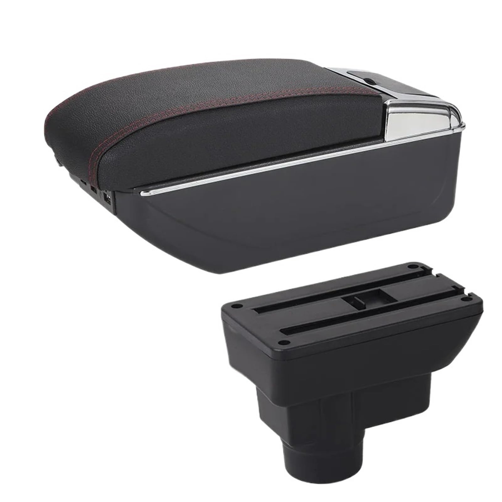 UMDJJU For Opel For Corsa D Car Armrest Backrest Interior Retrofit Part Storage Box Accessorie Car Centre Console Armrest Box(B1 Black red 7USB)